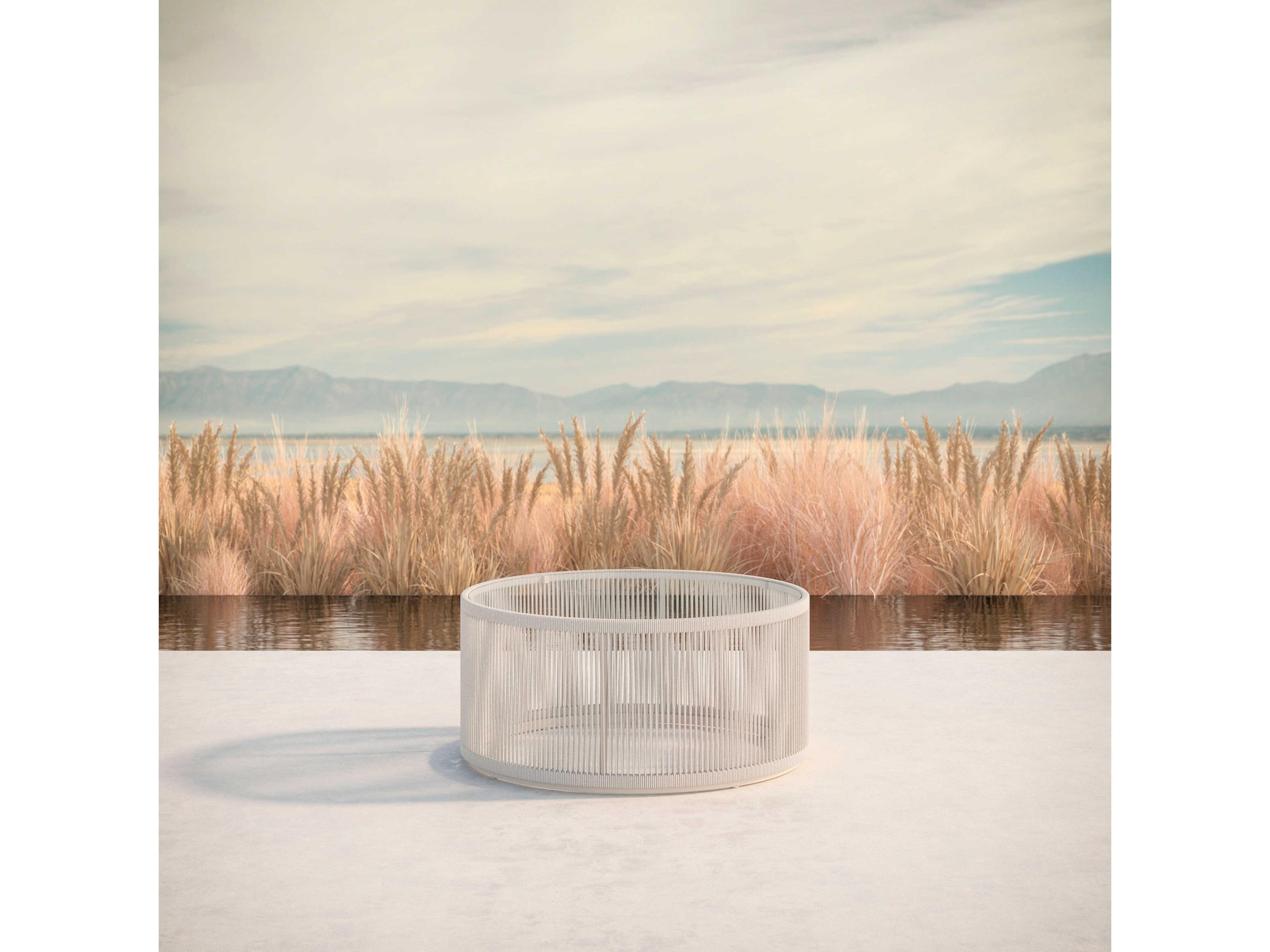 Azzurro Living Malta Birch All-weathertextelene Rope Round Coffee Table