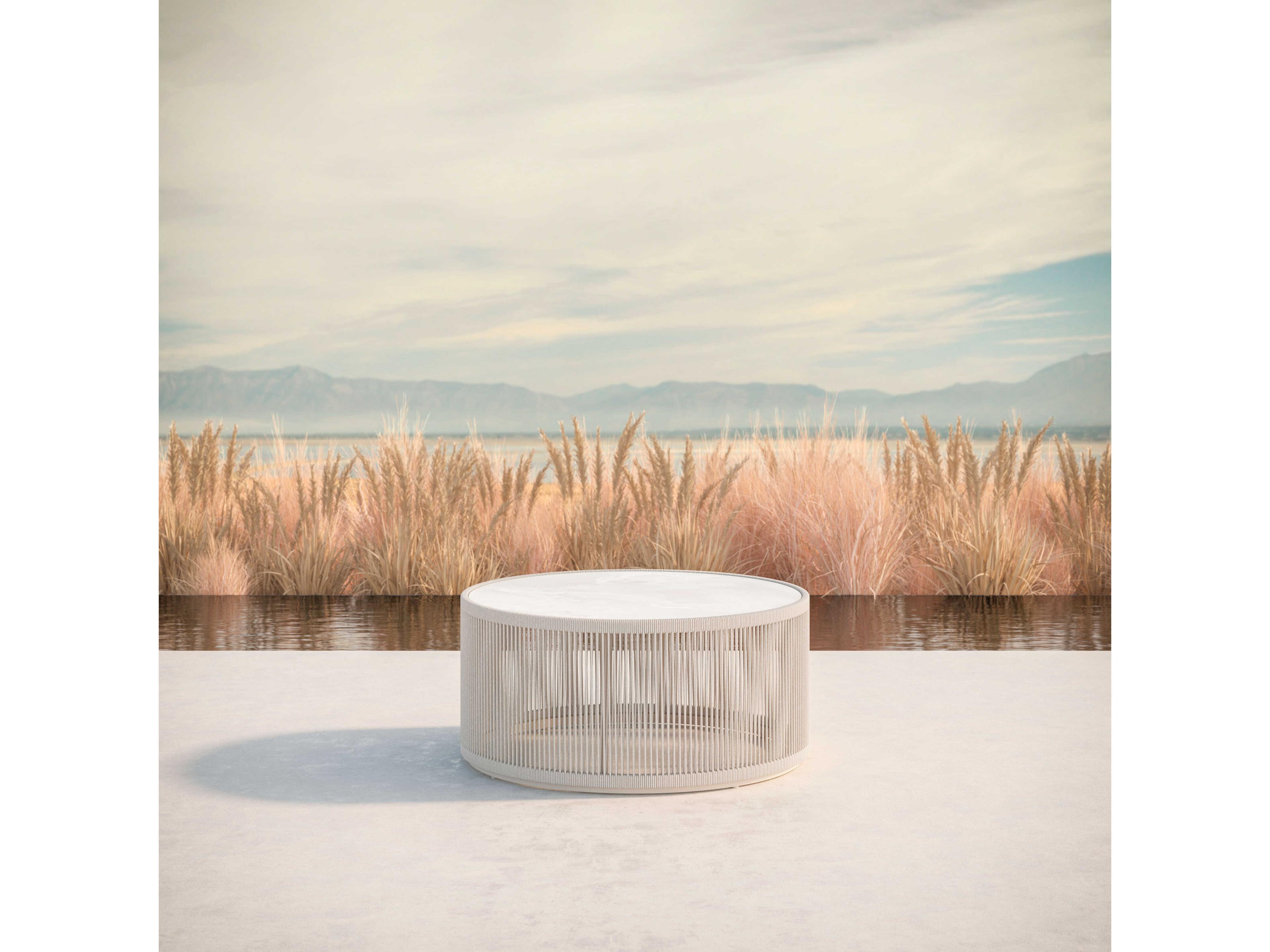 Azzurro Living Malta Birch All-weathertextelene Rope Round Coffee Table