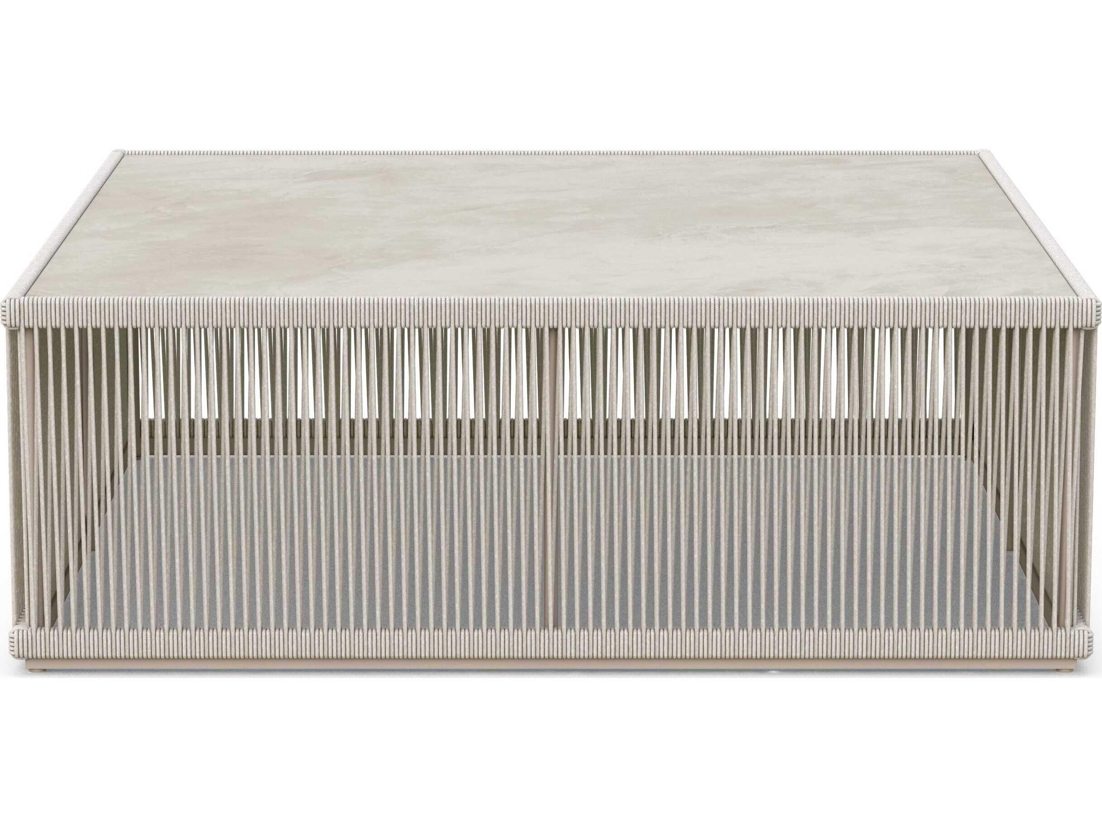 Azzurro Living Malta Birch All-weathertextelene Rope Square Coffee Table