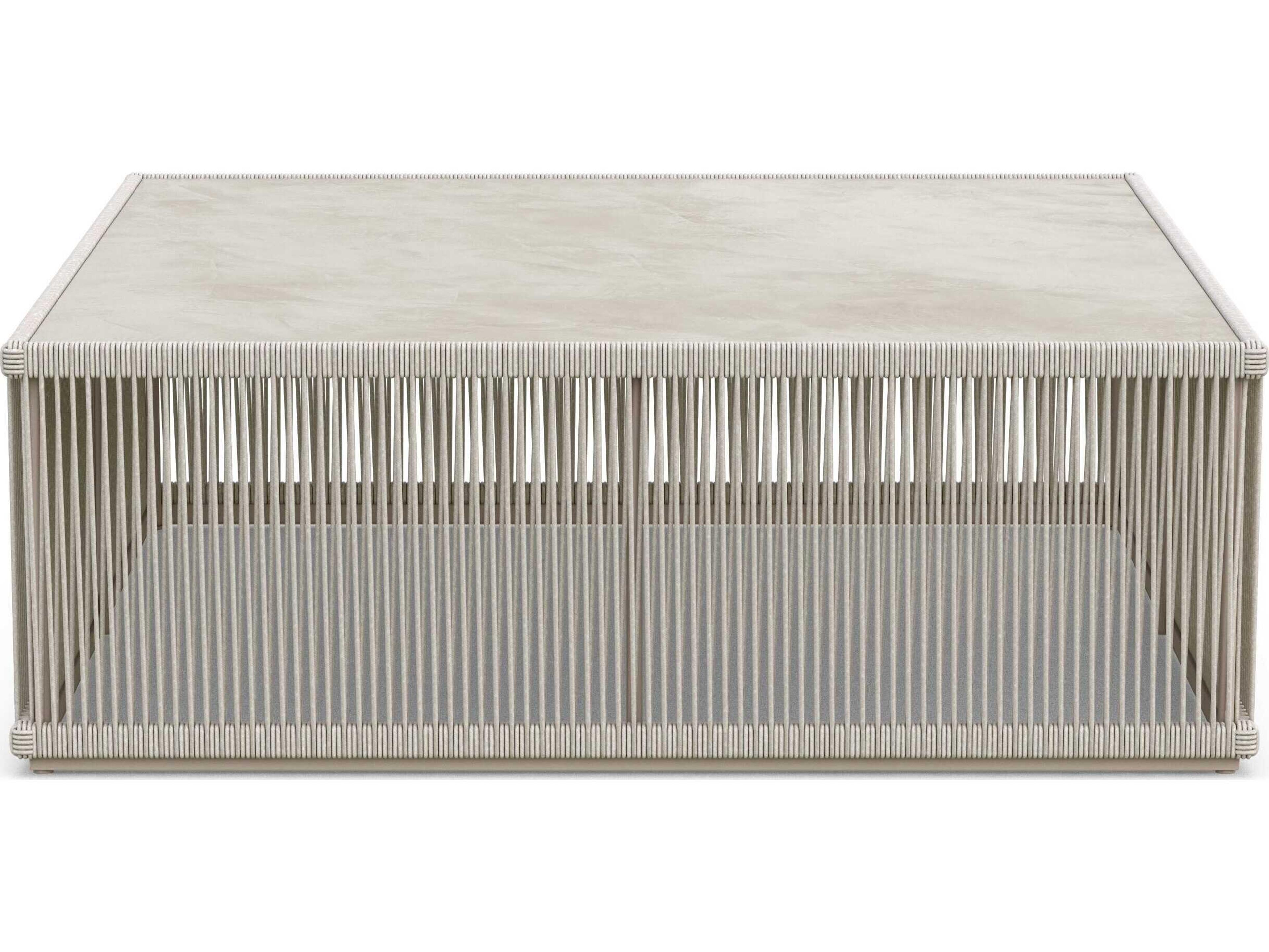 Azzurro Living Malta Birch All-weathertextelene Rope Square Coffee Table