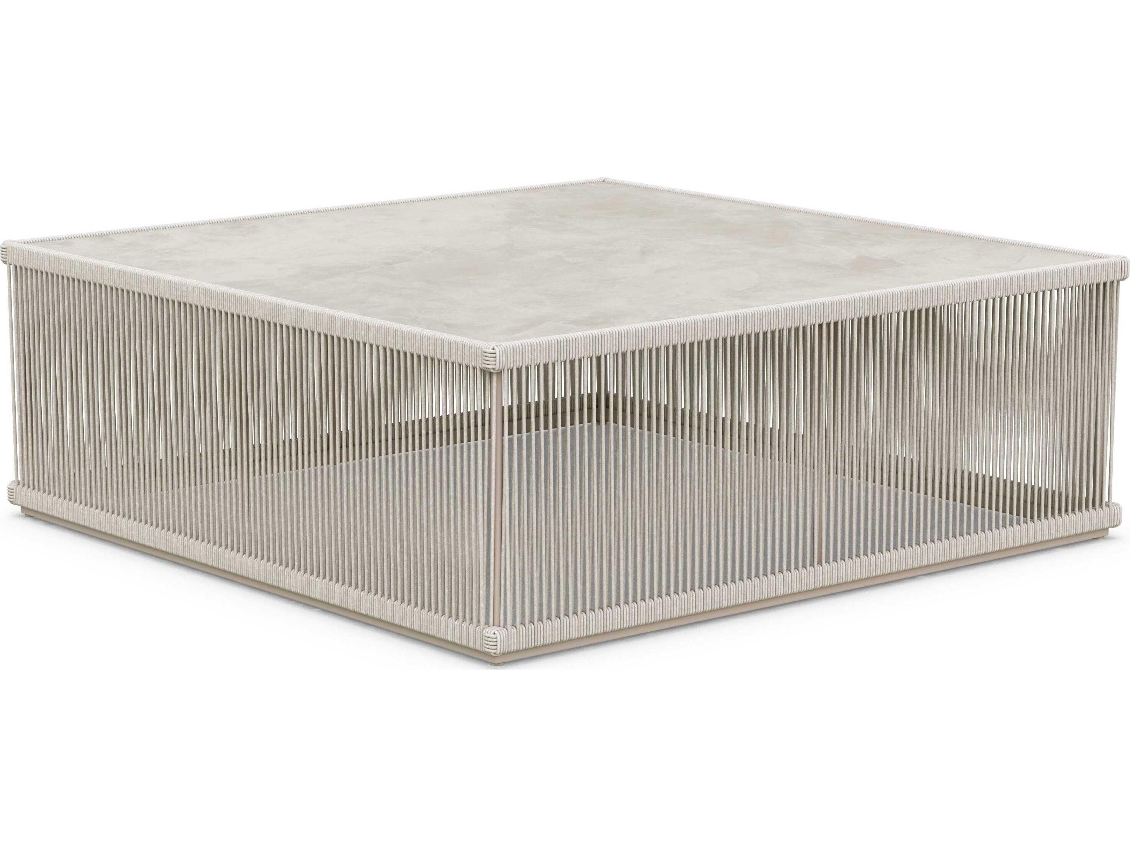Azzurro Living Malta Birch All-weathertextelene Rope Square Coffee Table