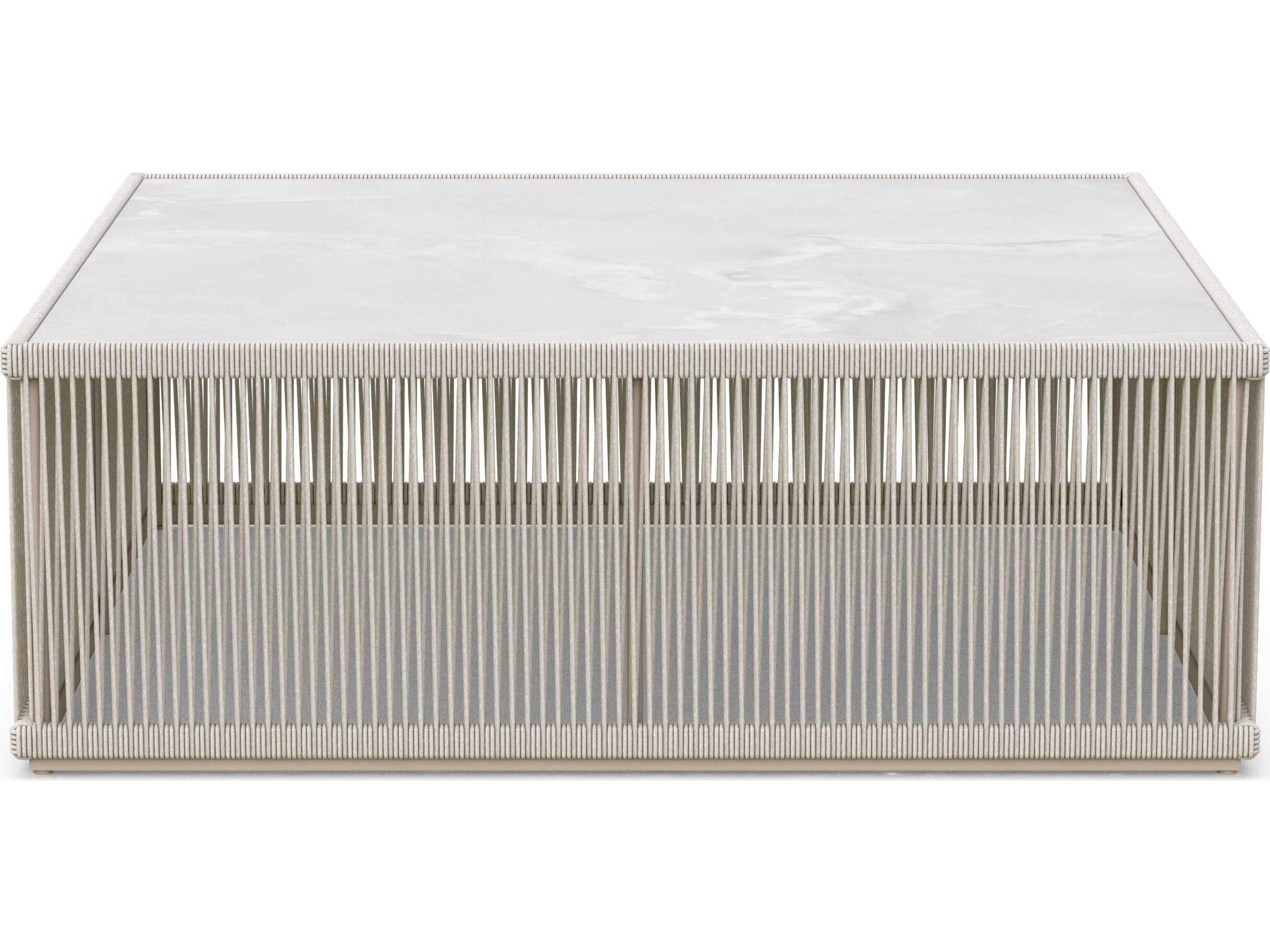 Azzurro Living Malta Birch All-weathertextelene Rope Square Coffee Table