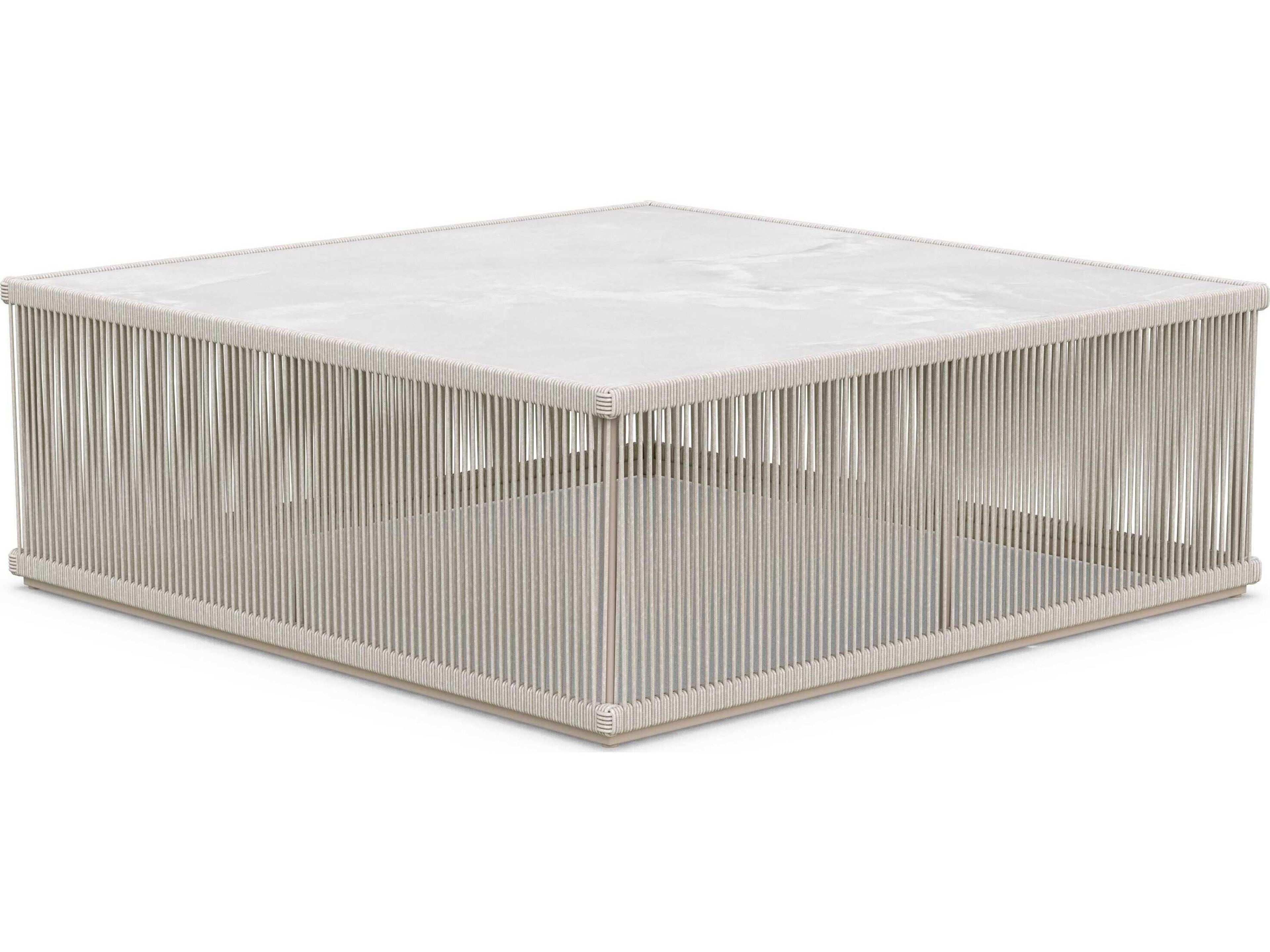 Malta Birch All-weathertextelene Rope Square Coffee Table