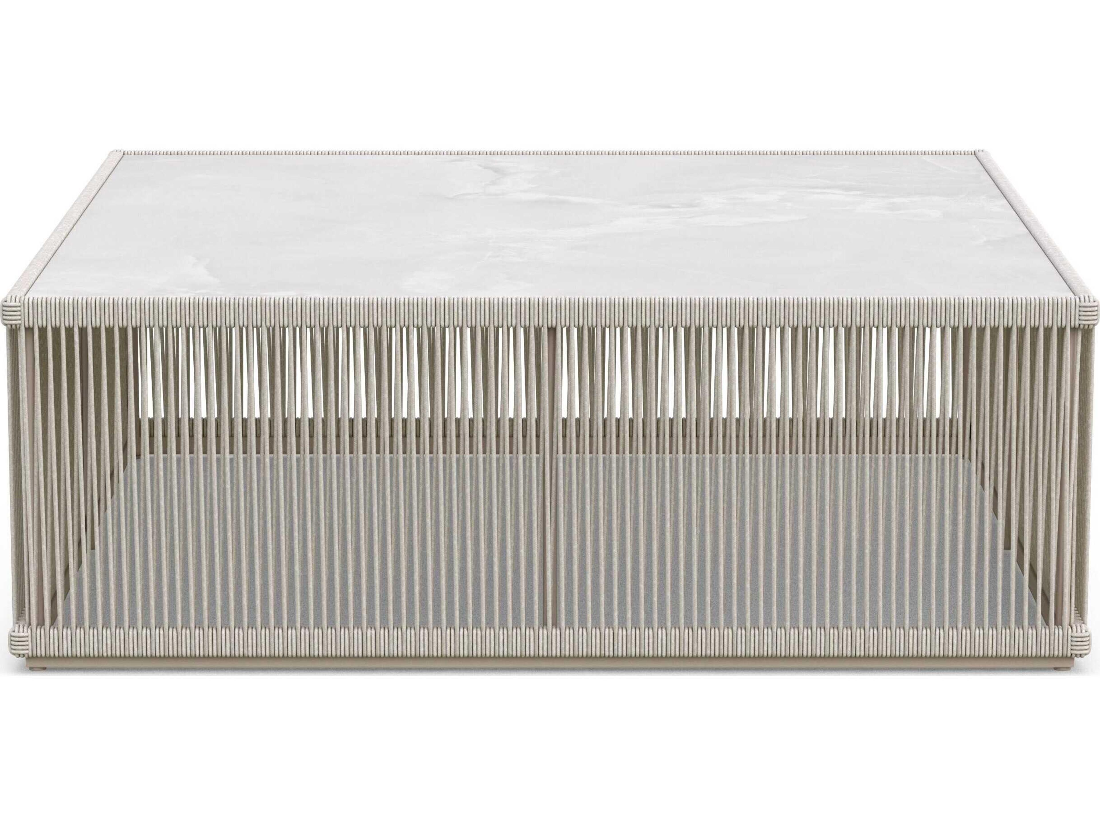 Azzurro Living Malta Birch All-weathertextelene Rope Square Coffee Table