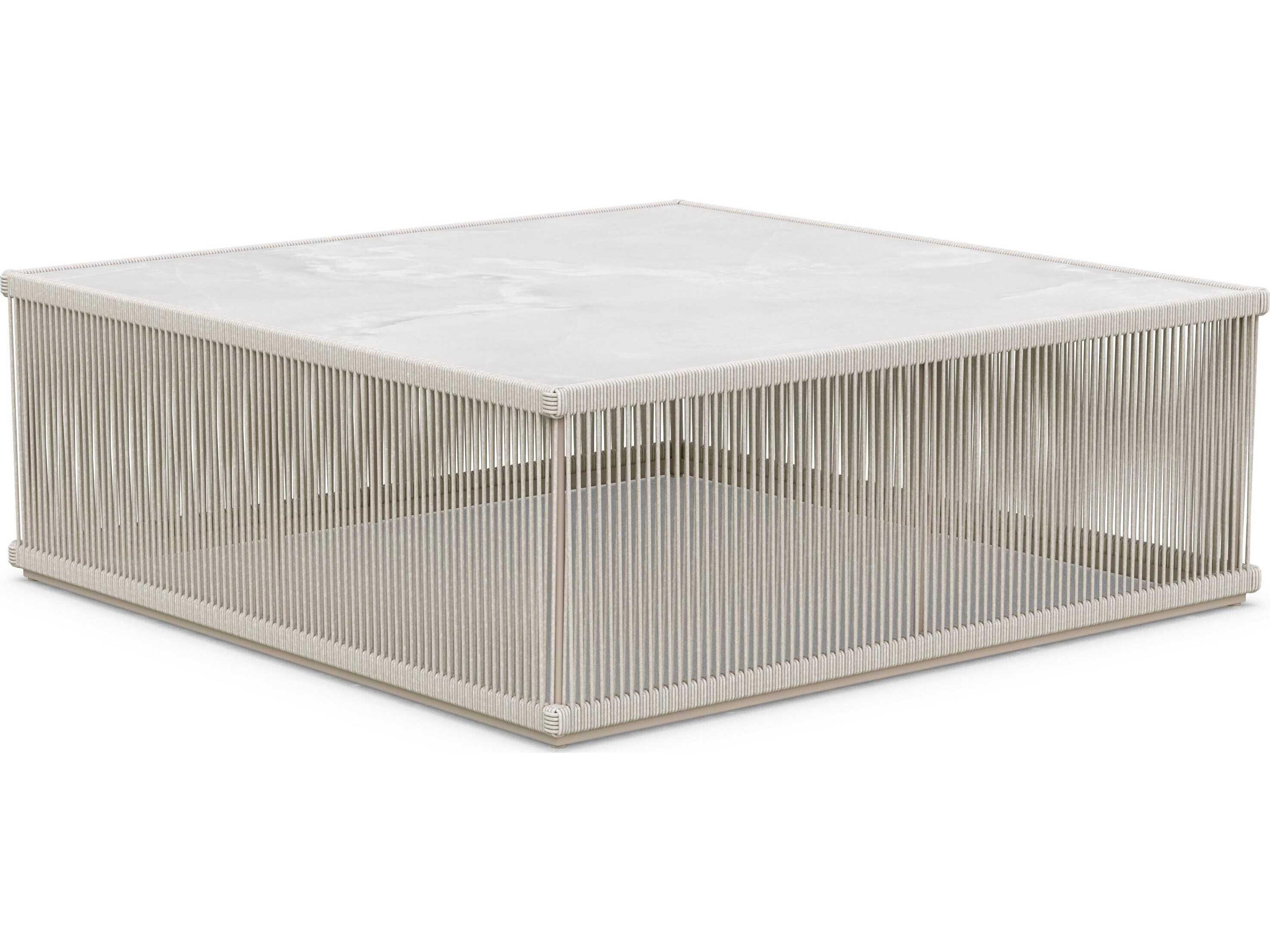 Azzurro Living Malta Birch All-weathertextelene Rope Square Coffee Table