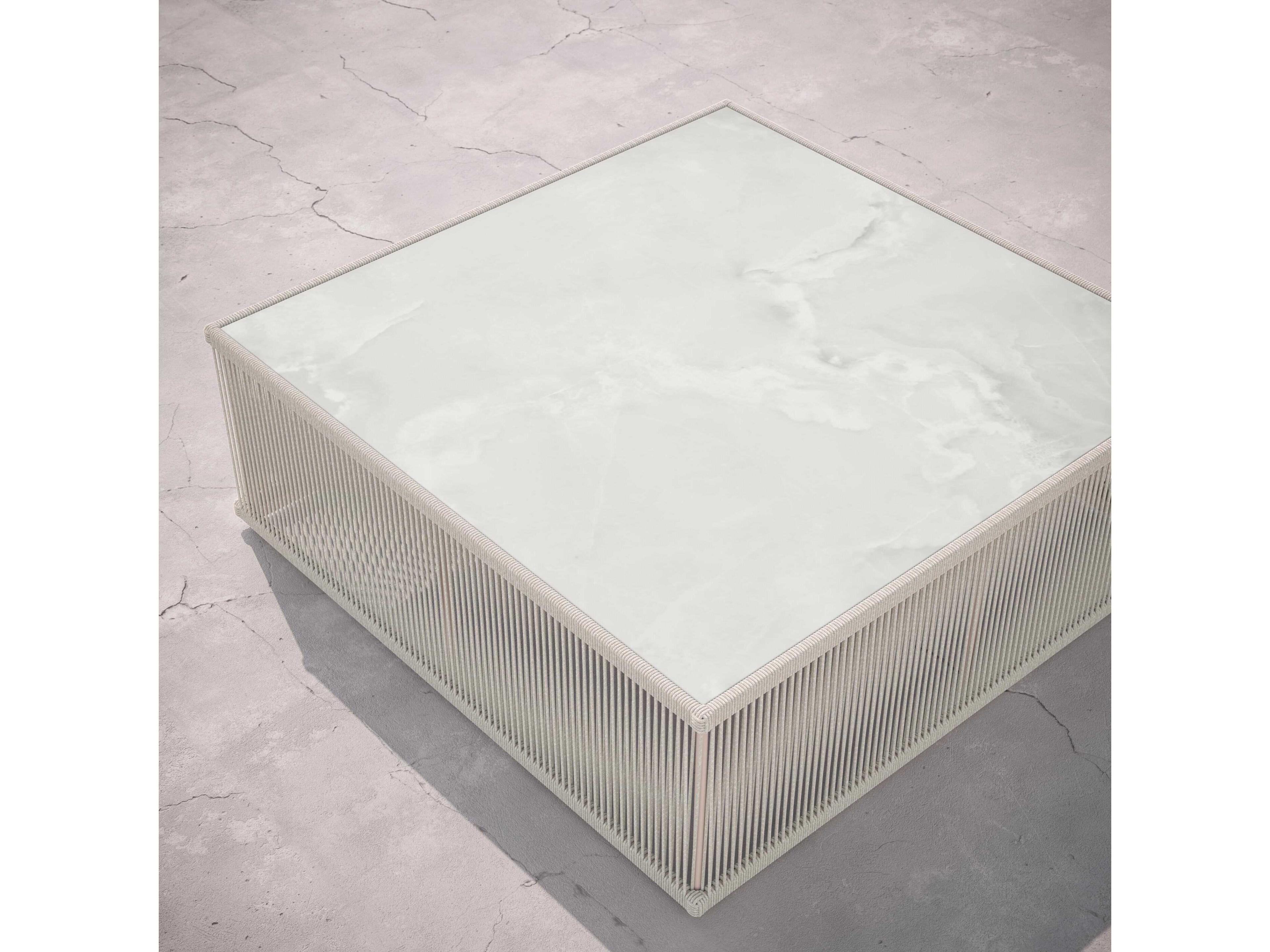 Azzurro Living Malta Birch All-weathertextelene Rope Square Coffee Table