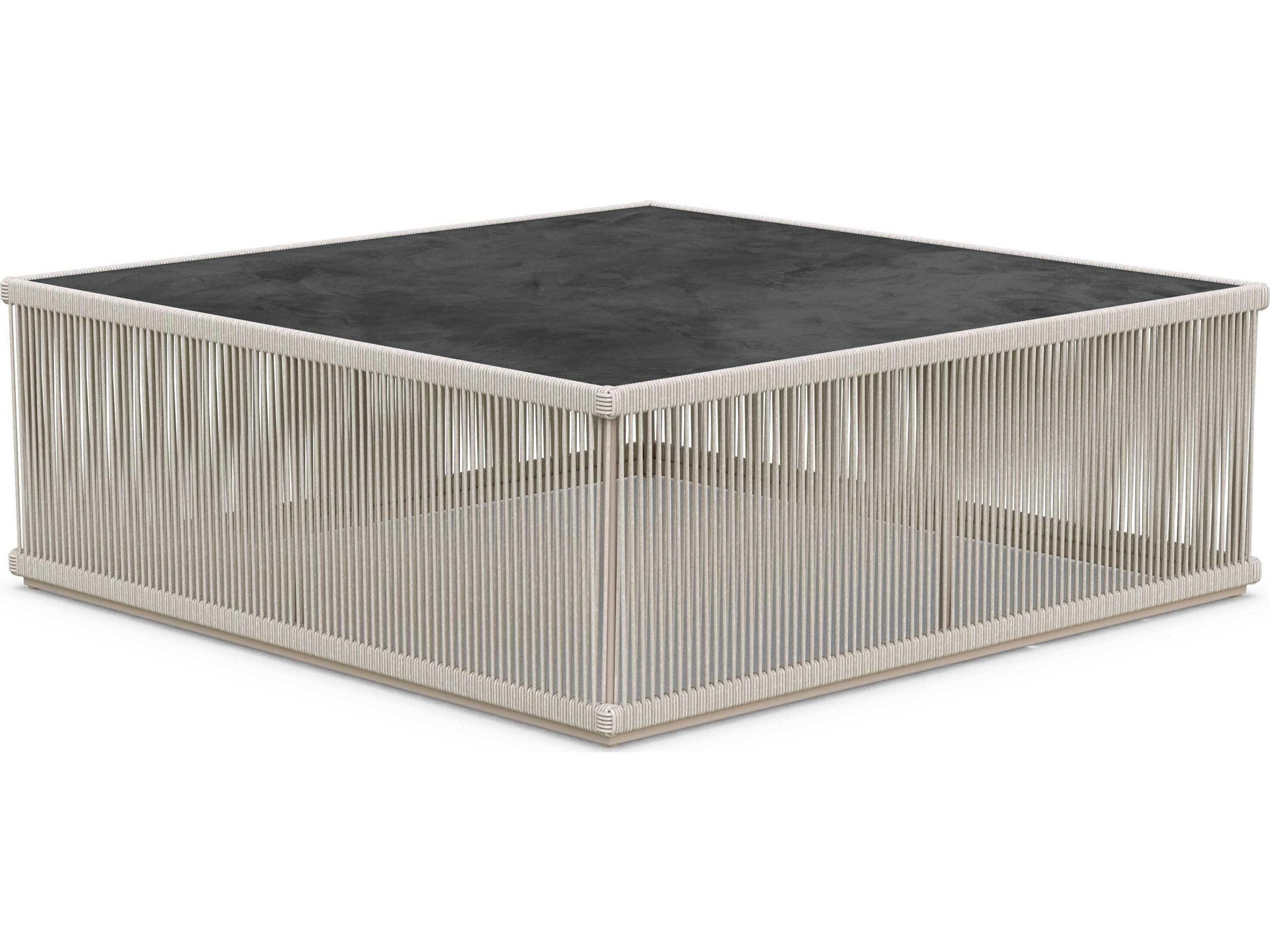 Malta Birch All-weathertextelene Rope Square Coffee Table