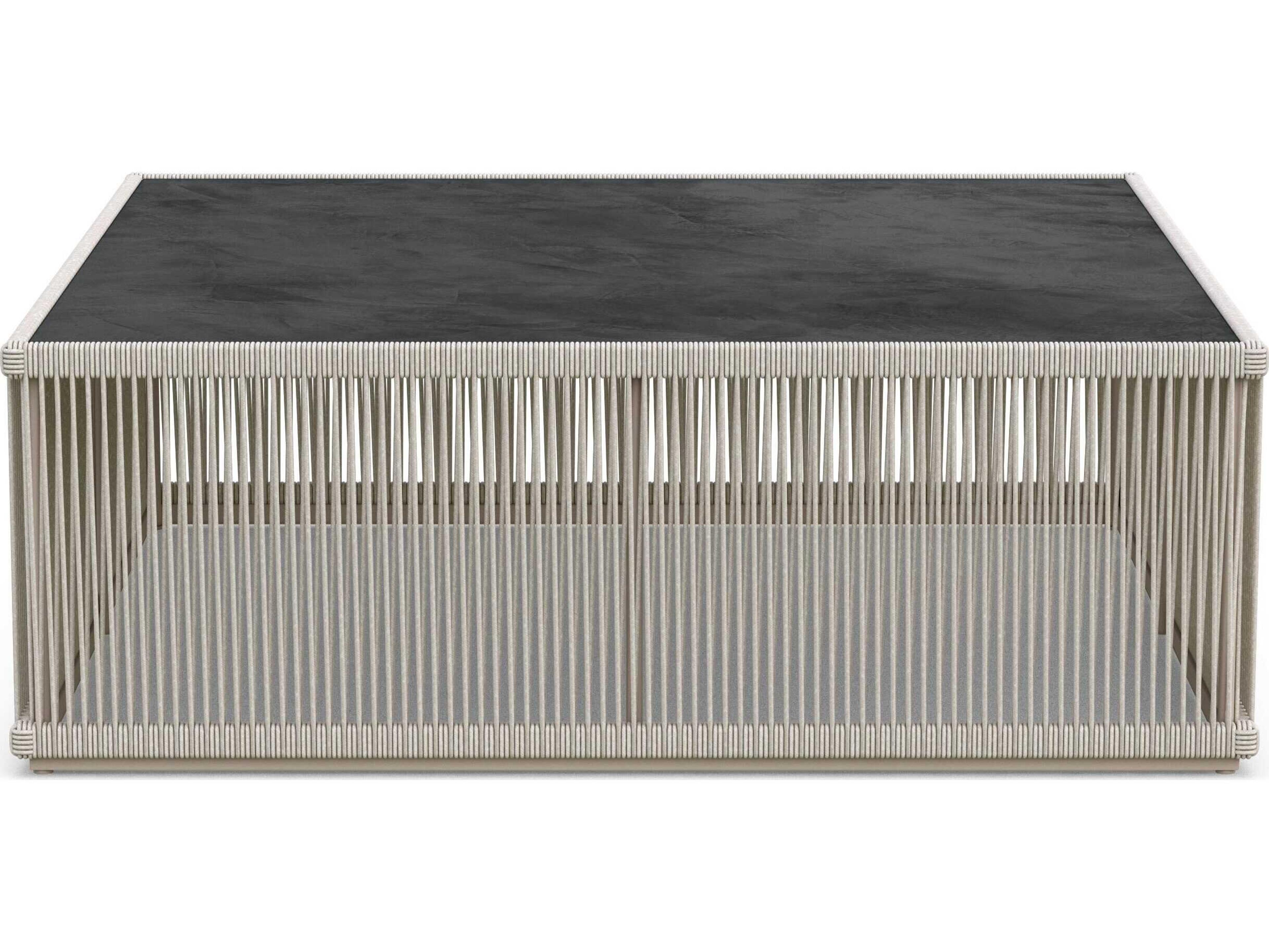 Azzurro Living Malta Birch All-weathertextelene Rope Square Coffee Table