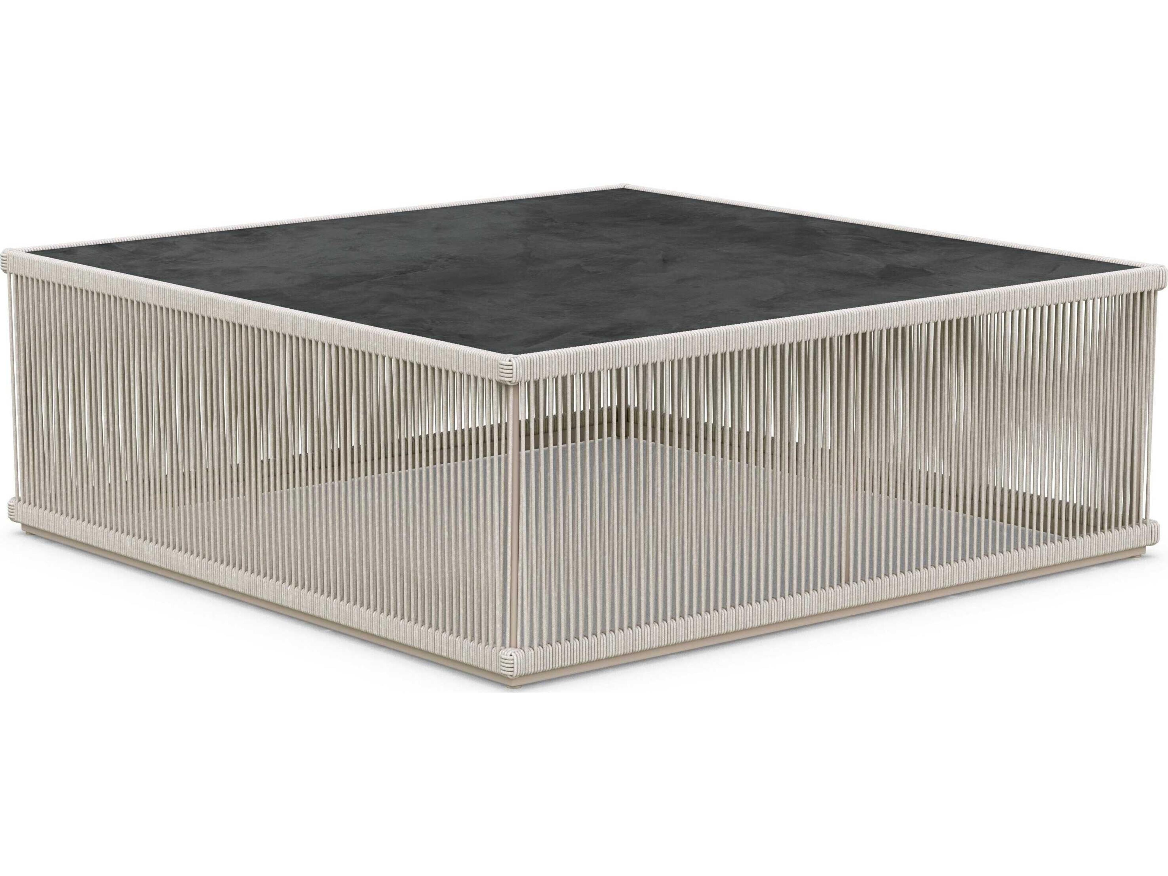 Azzurro Living Malta Birch All-weathertextelene Rope Square Coffee Table