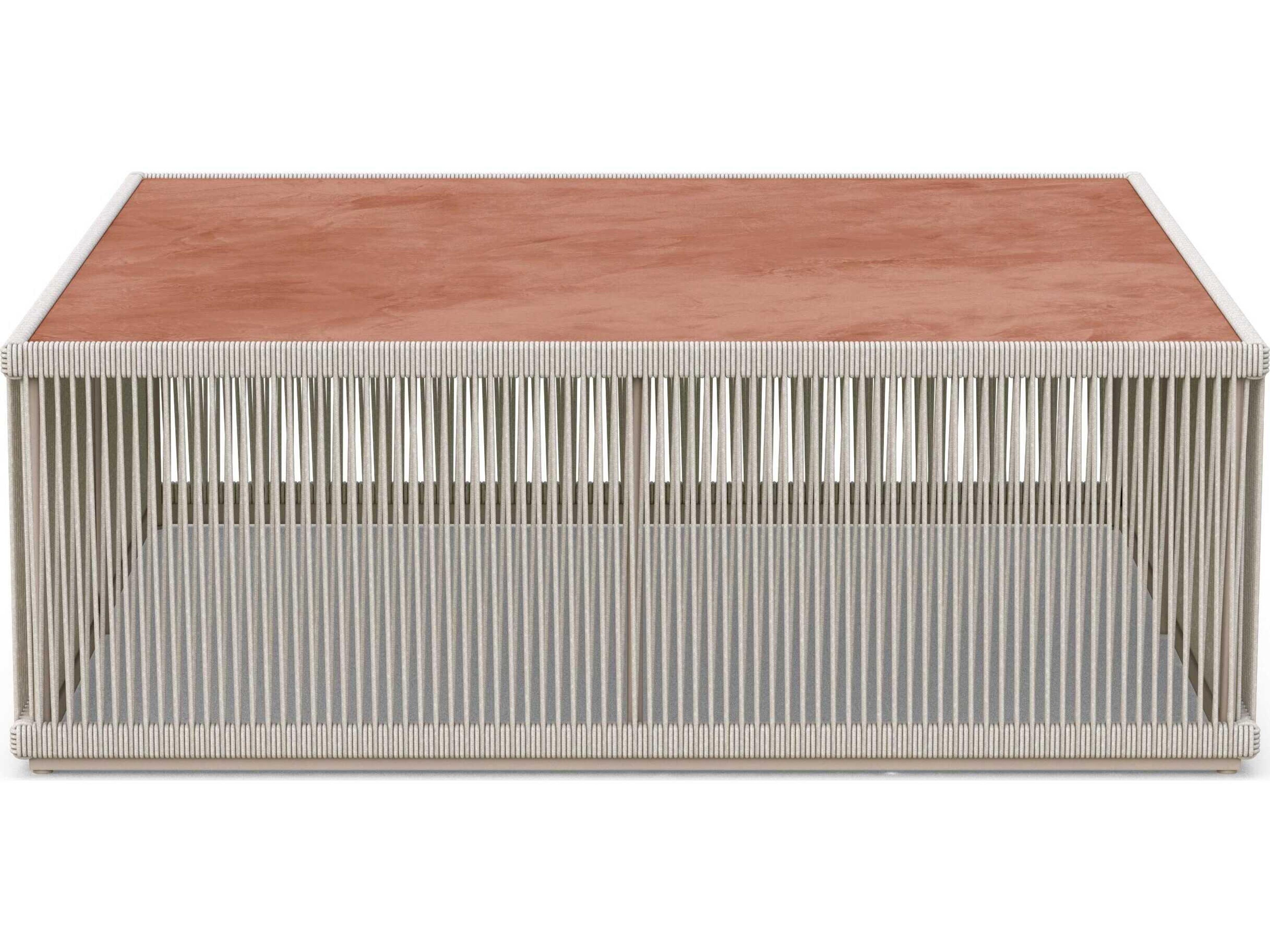 Azzurro Living Malta Birch All-weathertextelene Rope Square Coffee Table