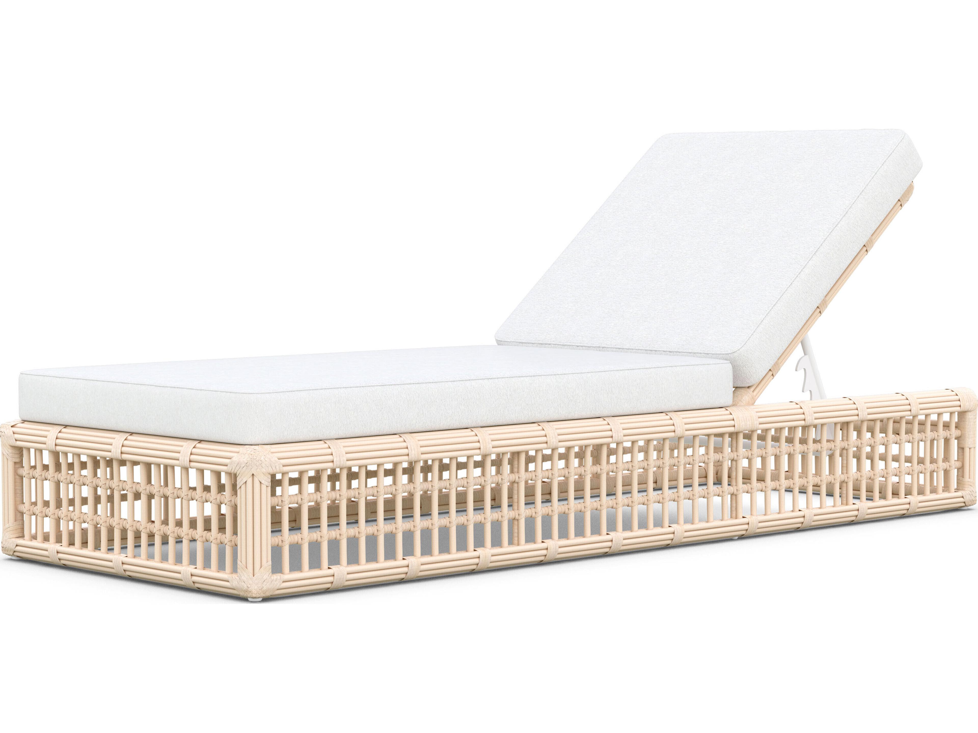 Paloma Almond All-Weather Wicker Patio Chaise Lounge with Cloud Cushion