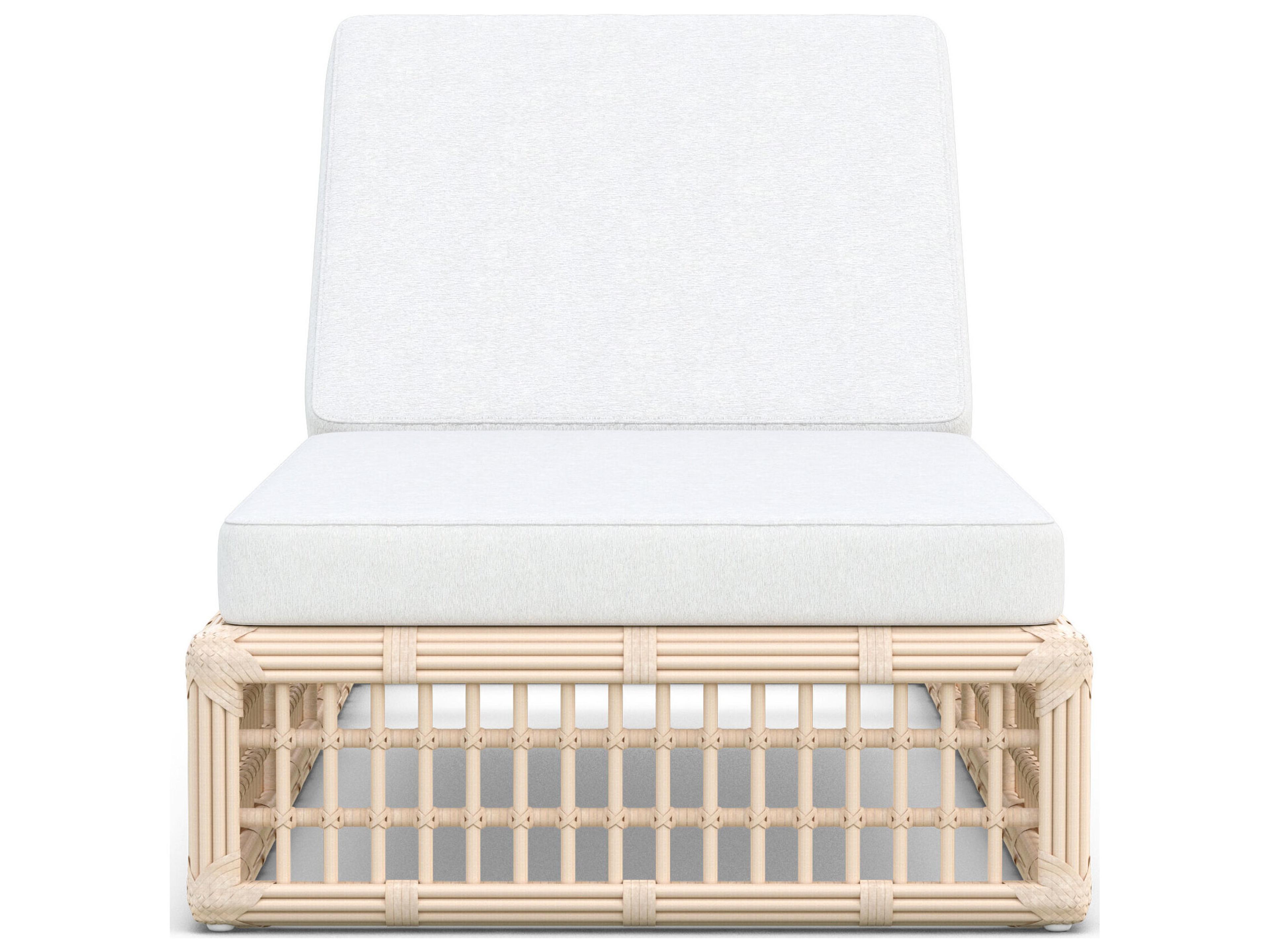 Azzurro Living Paloma Almond All-Weather Wicker Patio Chaise Lounge with Cloud Cushion