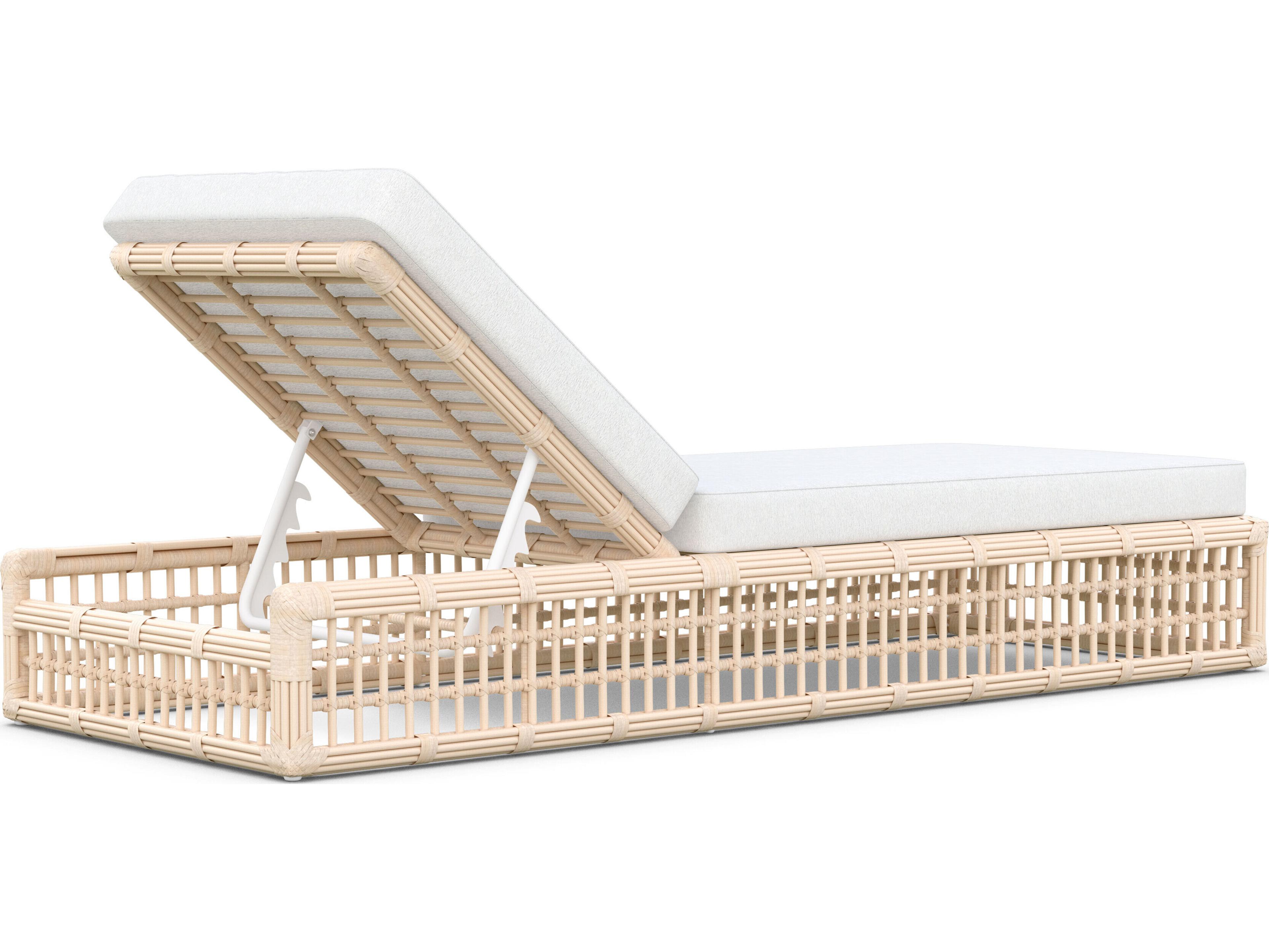 Azzurro Living Paloma Almond All-Weather Wicker Patio Chaise Lounge with Cloud Cushion