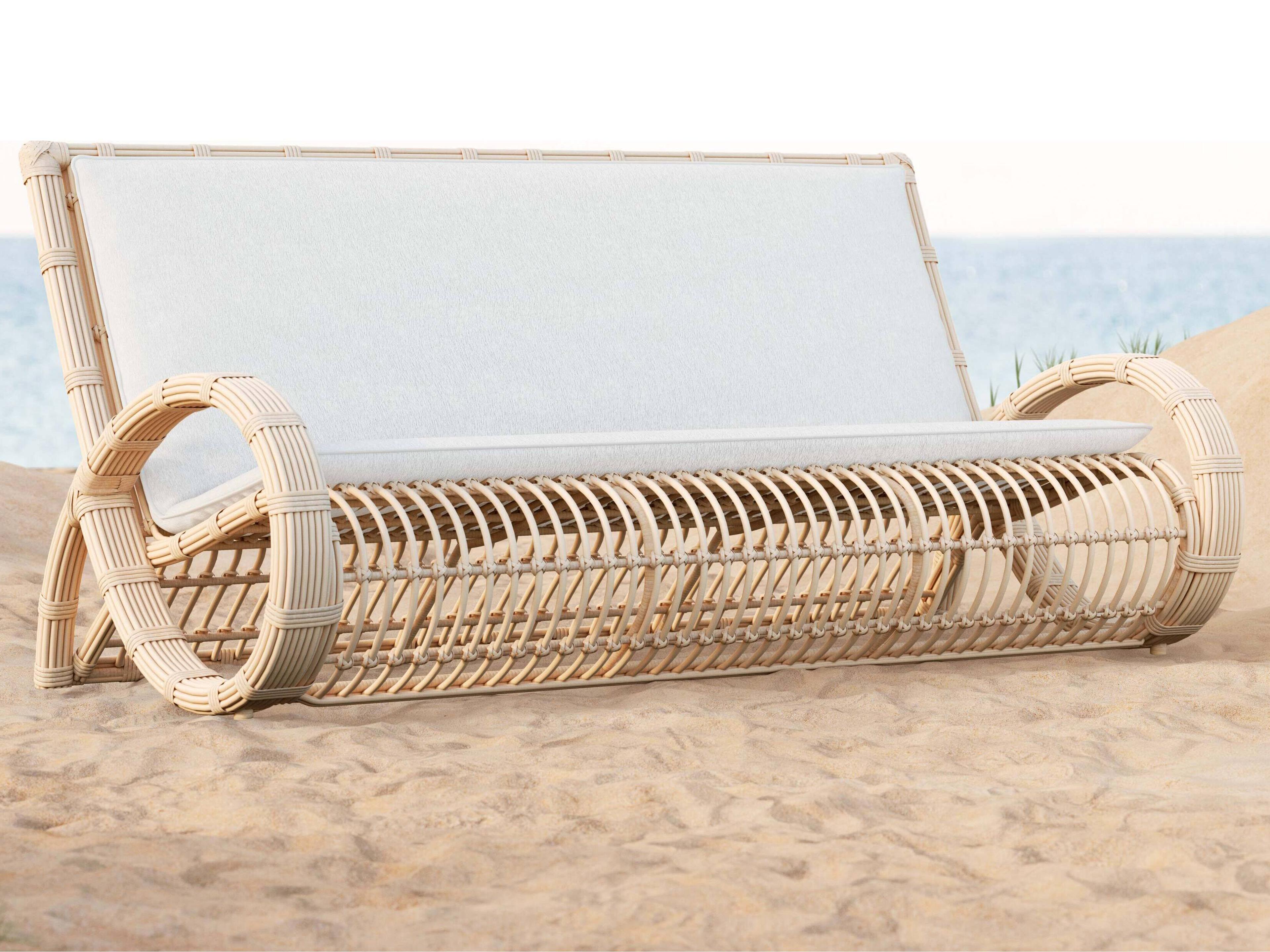 Azzurro Living Paloma Almond All-Weather Wicker Patio Sofa with Cloud Cushion