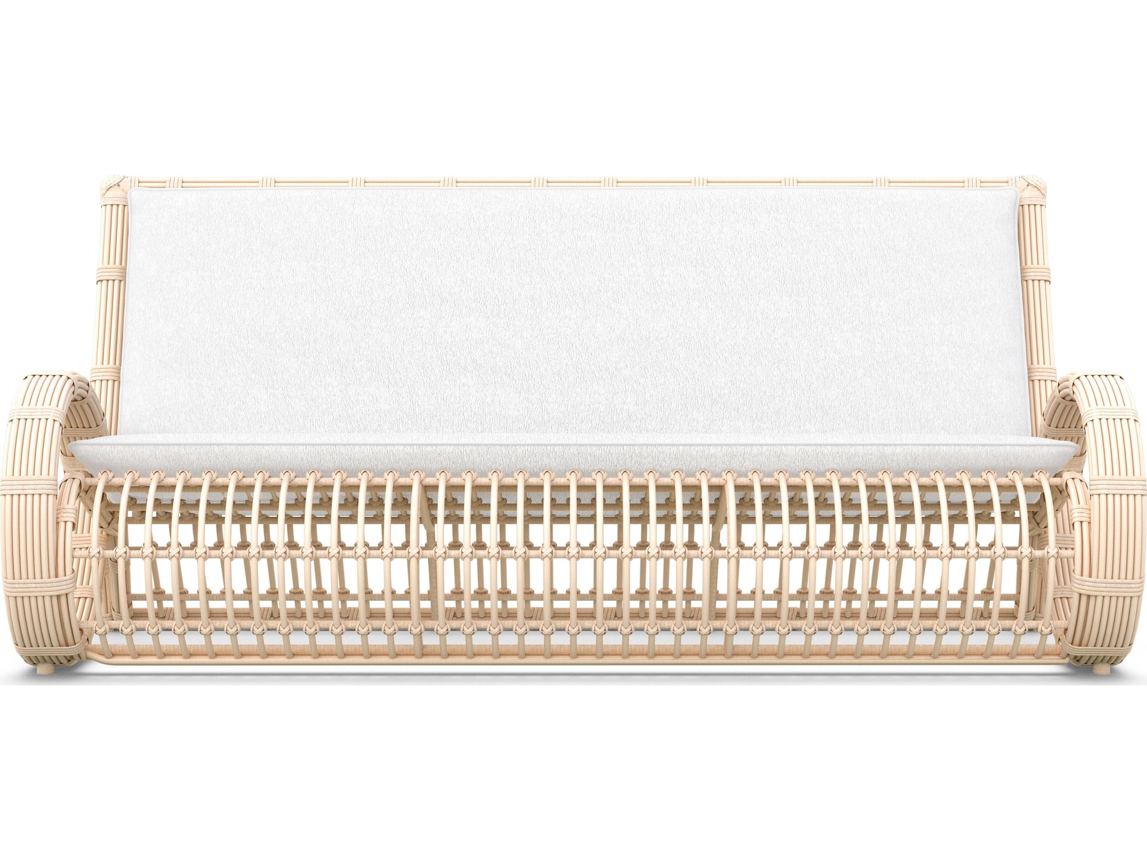 Azzurro Living Paloma Almond All-Weather Wicker Patio Sofa with Cloud Cushion