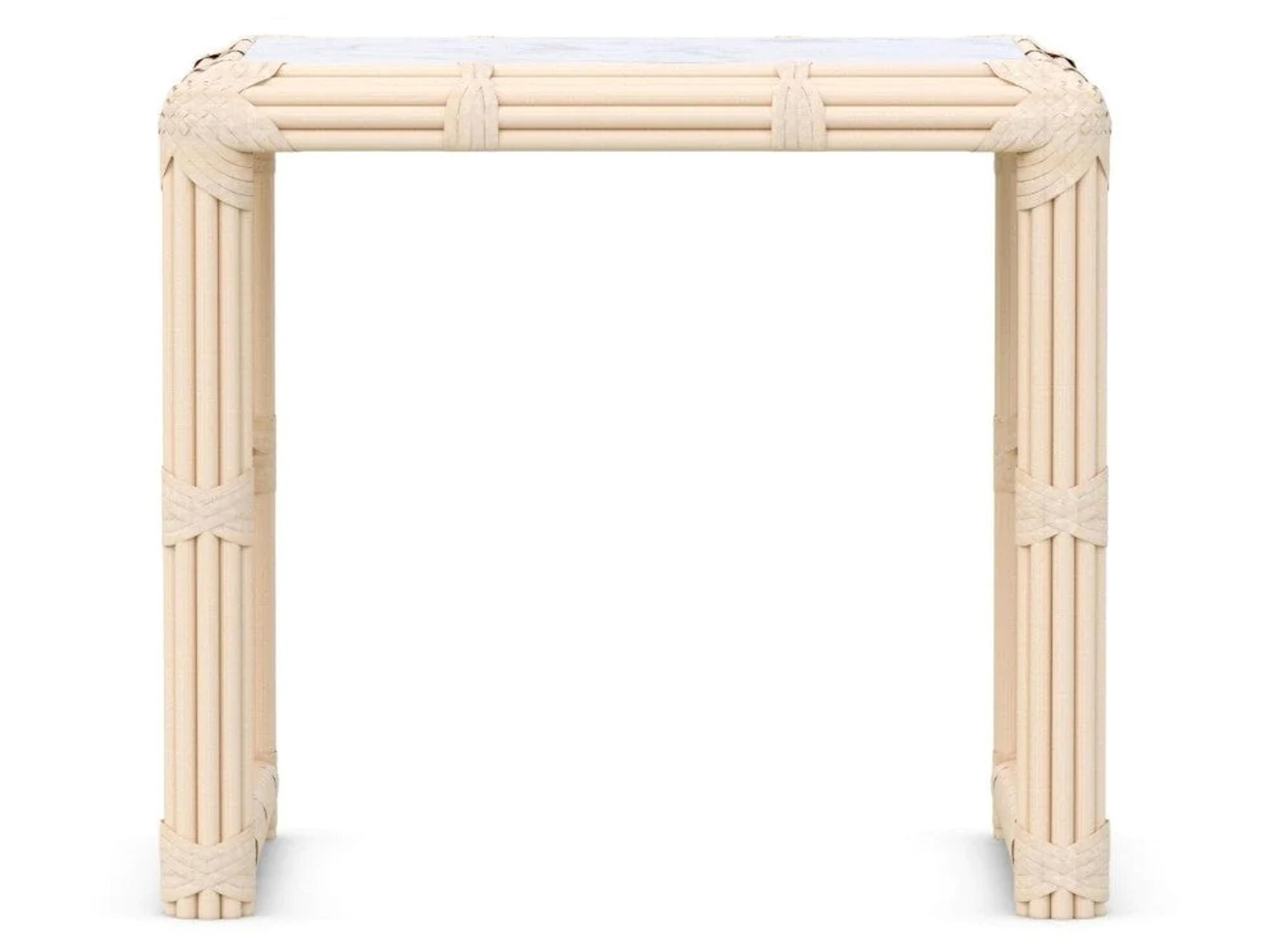 Azzurro Living Paloma Almond All-Weather Wicker Rectangular Outdoor Side Table