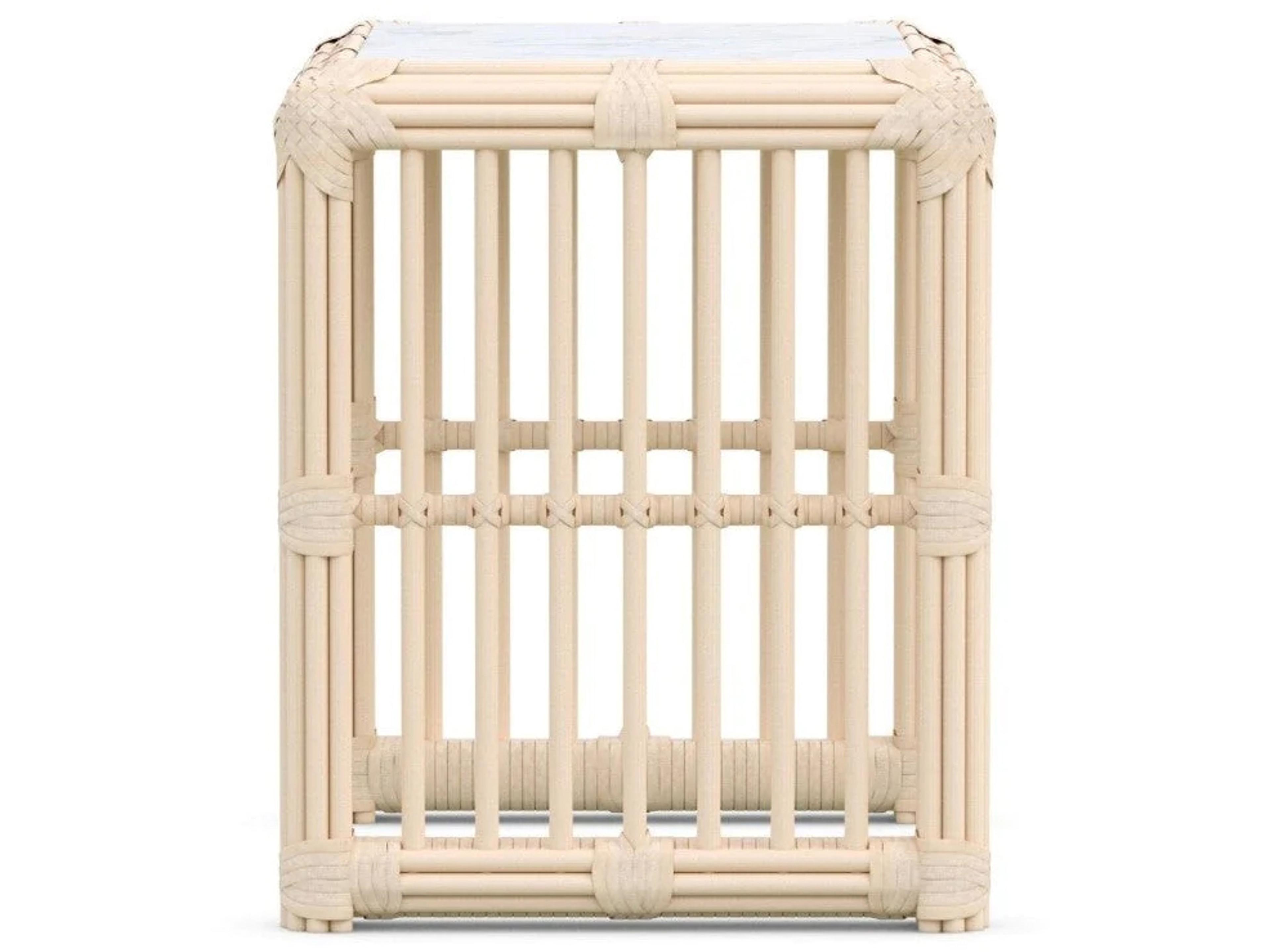 Azzurro Living Paloma Almond All-Weather Wicker Rectangular Outdoor Side Table