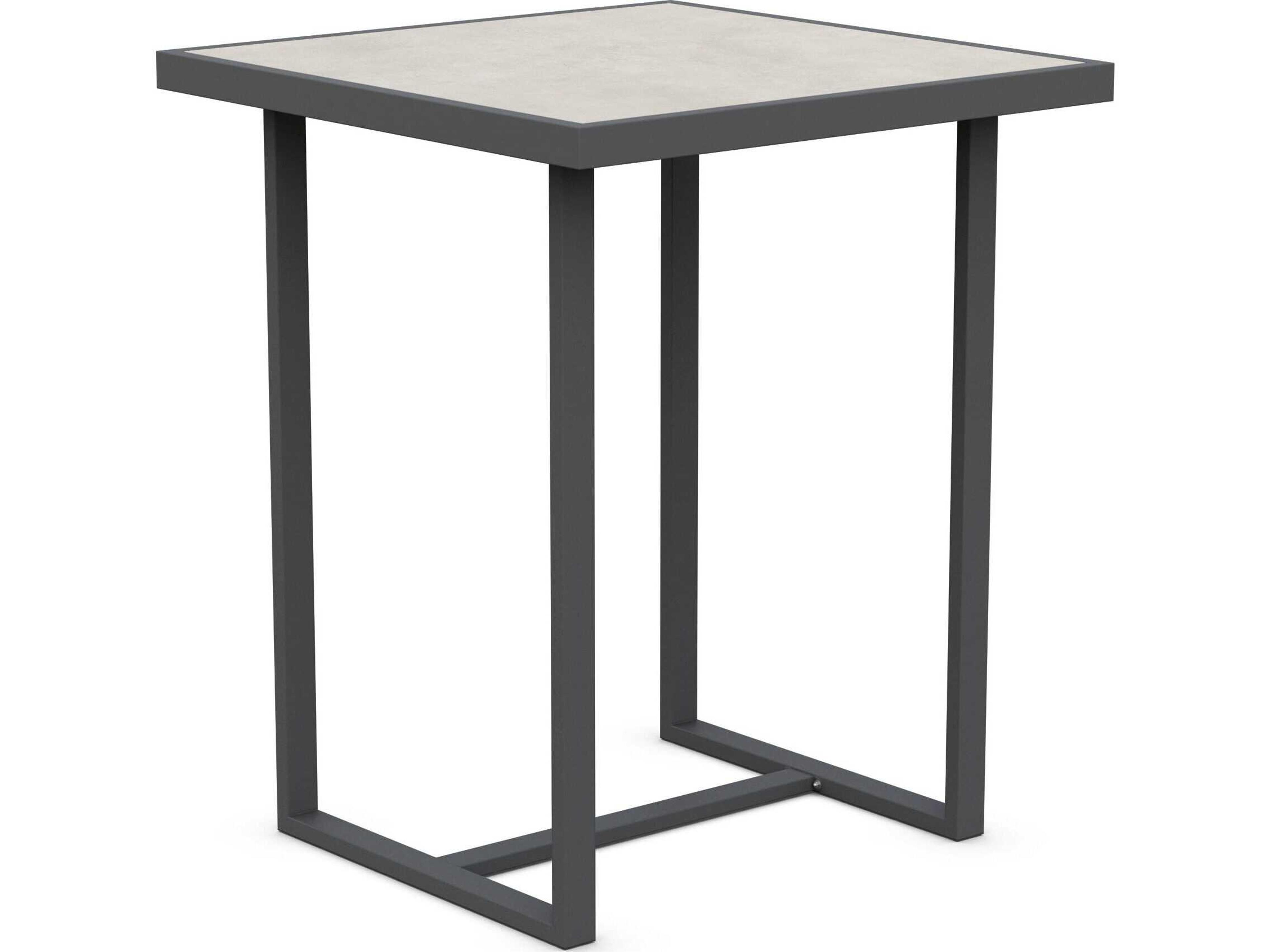 Azzurro Living Pavia Matte Charcoal Aluminum Square Bar Table