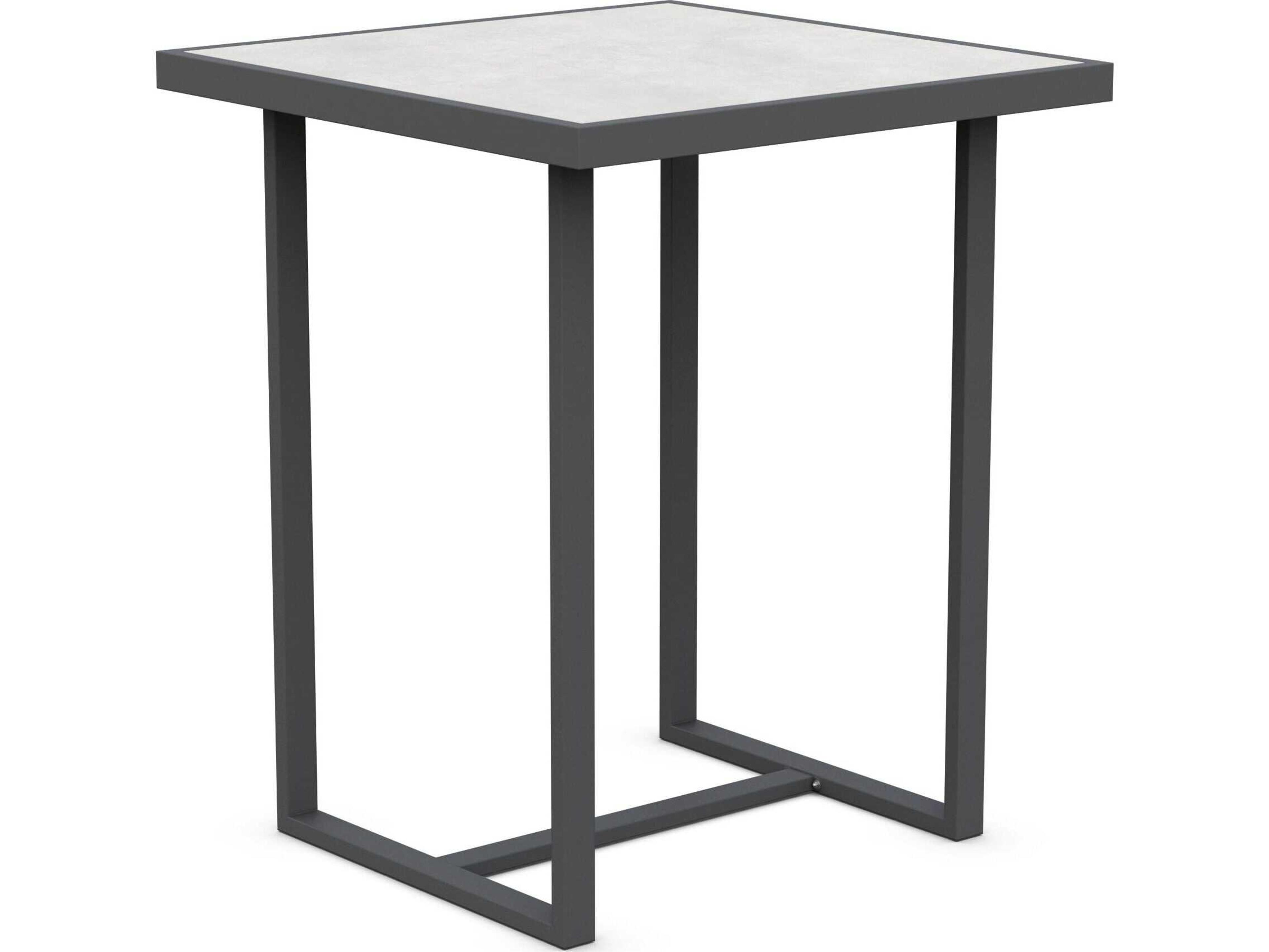Azzurro Living Pavia Matte Charcoal Aluminum Square Bar Table