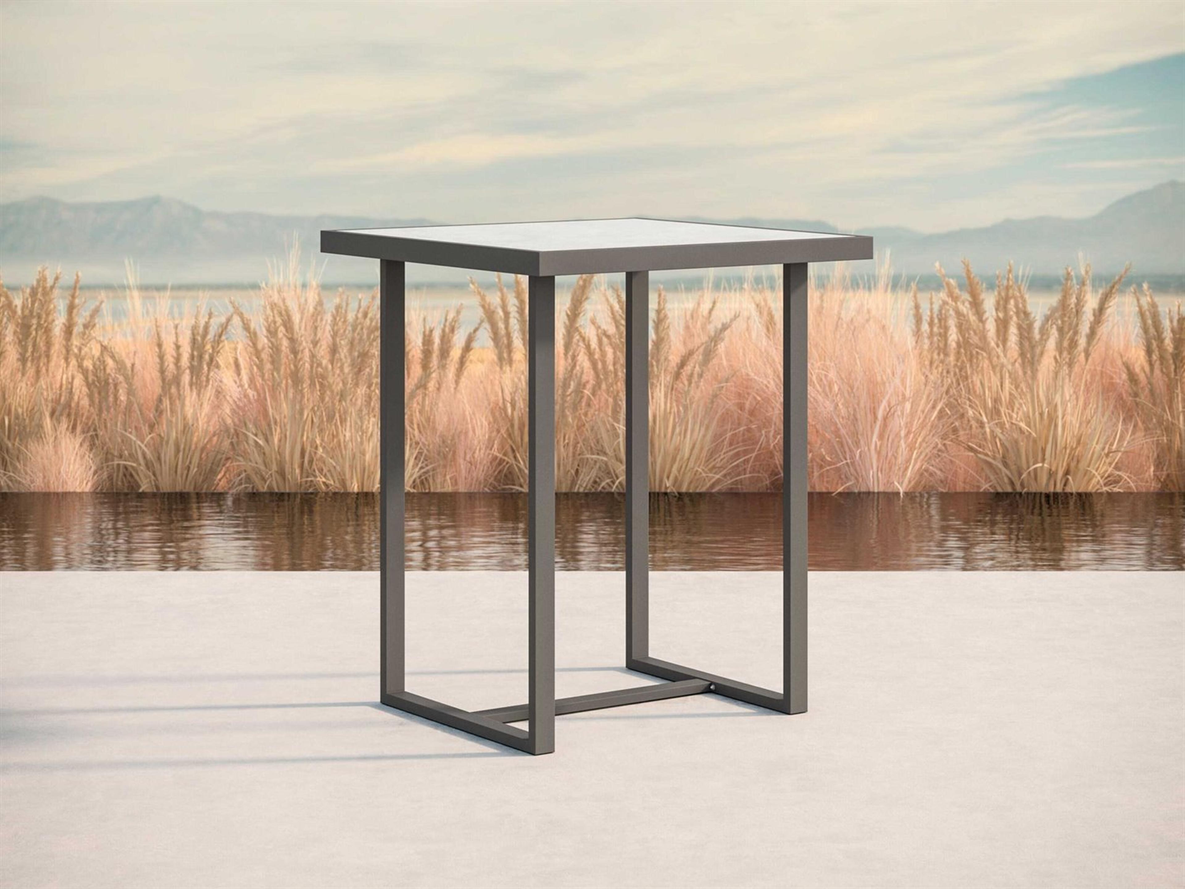 Azzurro Living Pavia Matte Charcoal Aluminum Square Bar Table