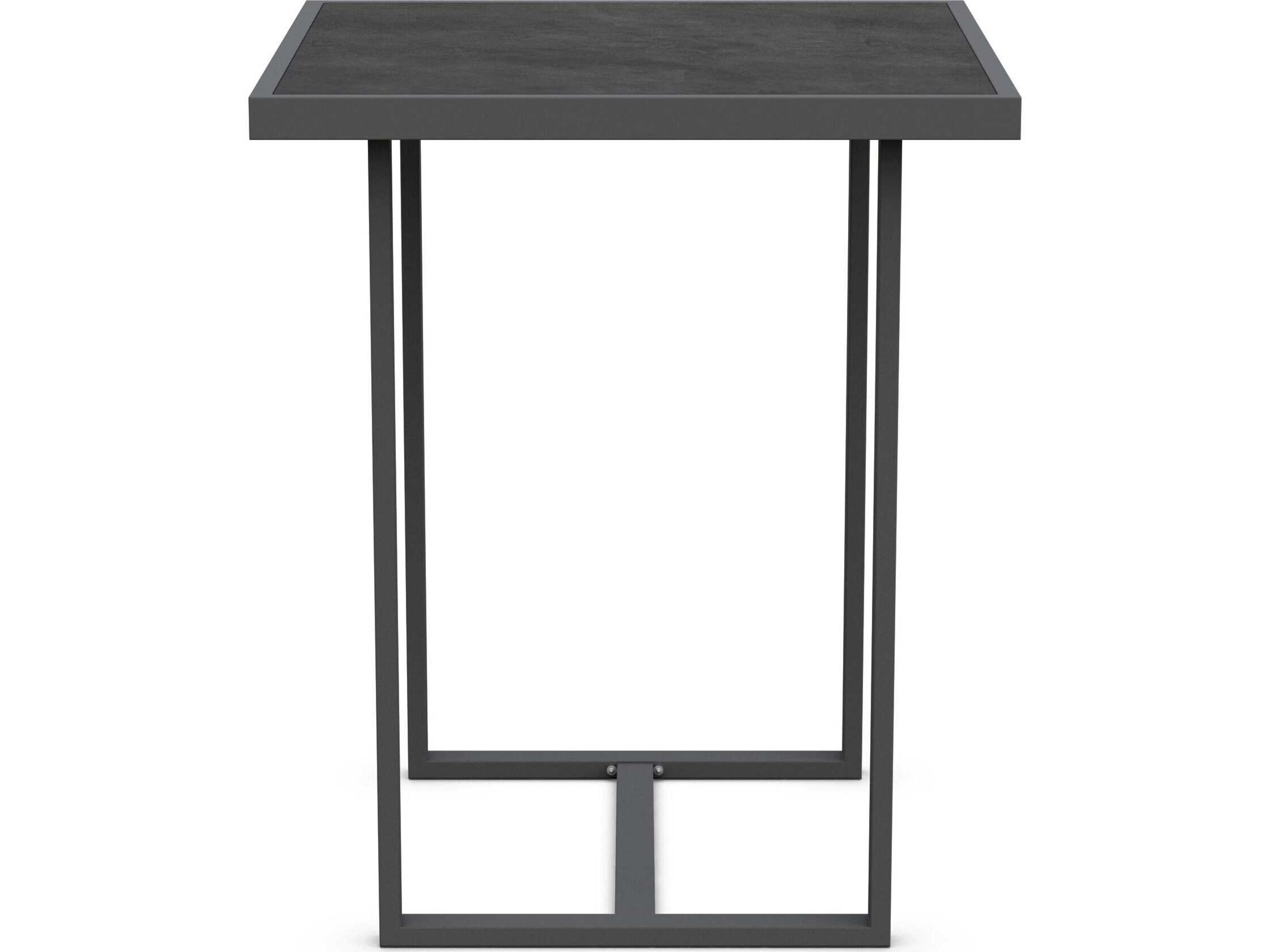 Azzurro Living Pavia Matte Charcoal Aluminum Square Bar Table