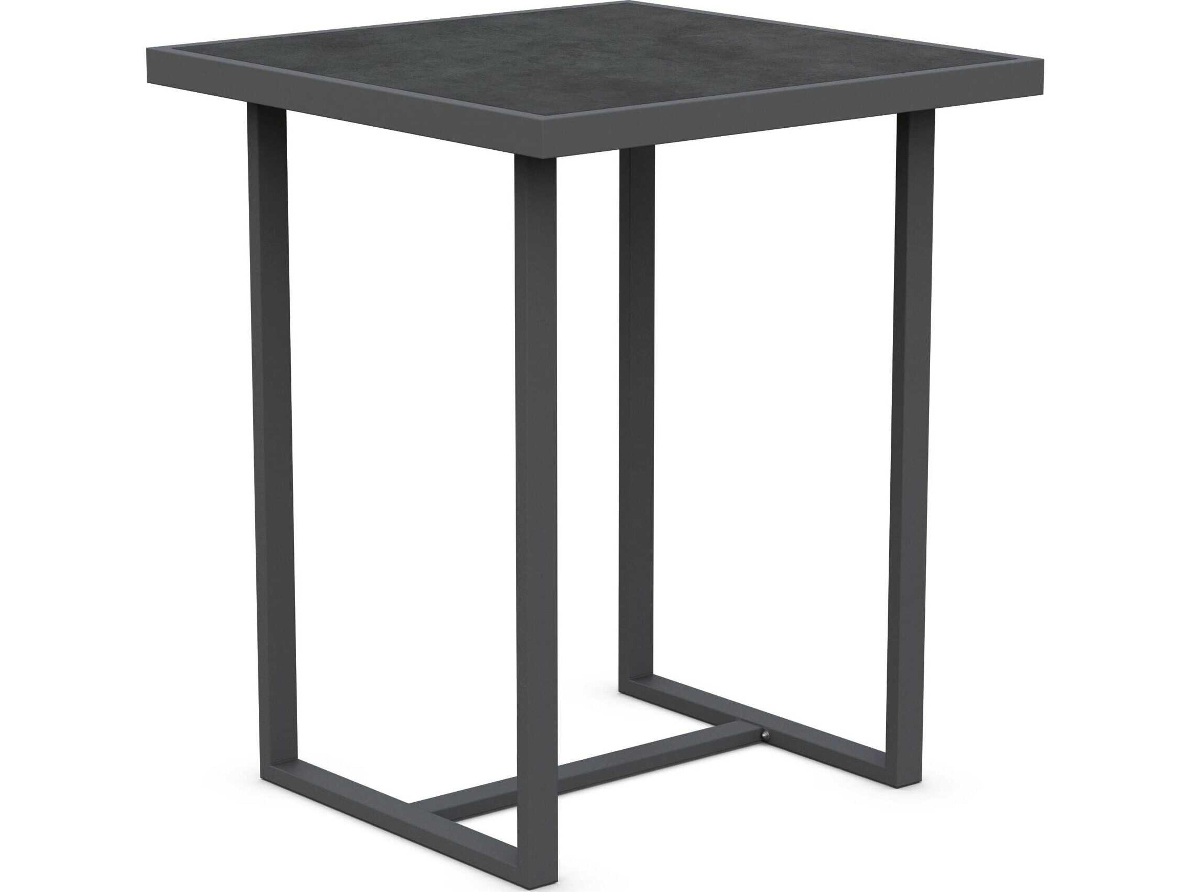 Azzurro Living Pavia Matte Charcoal Aluminum Square Bar Table