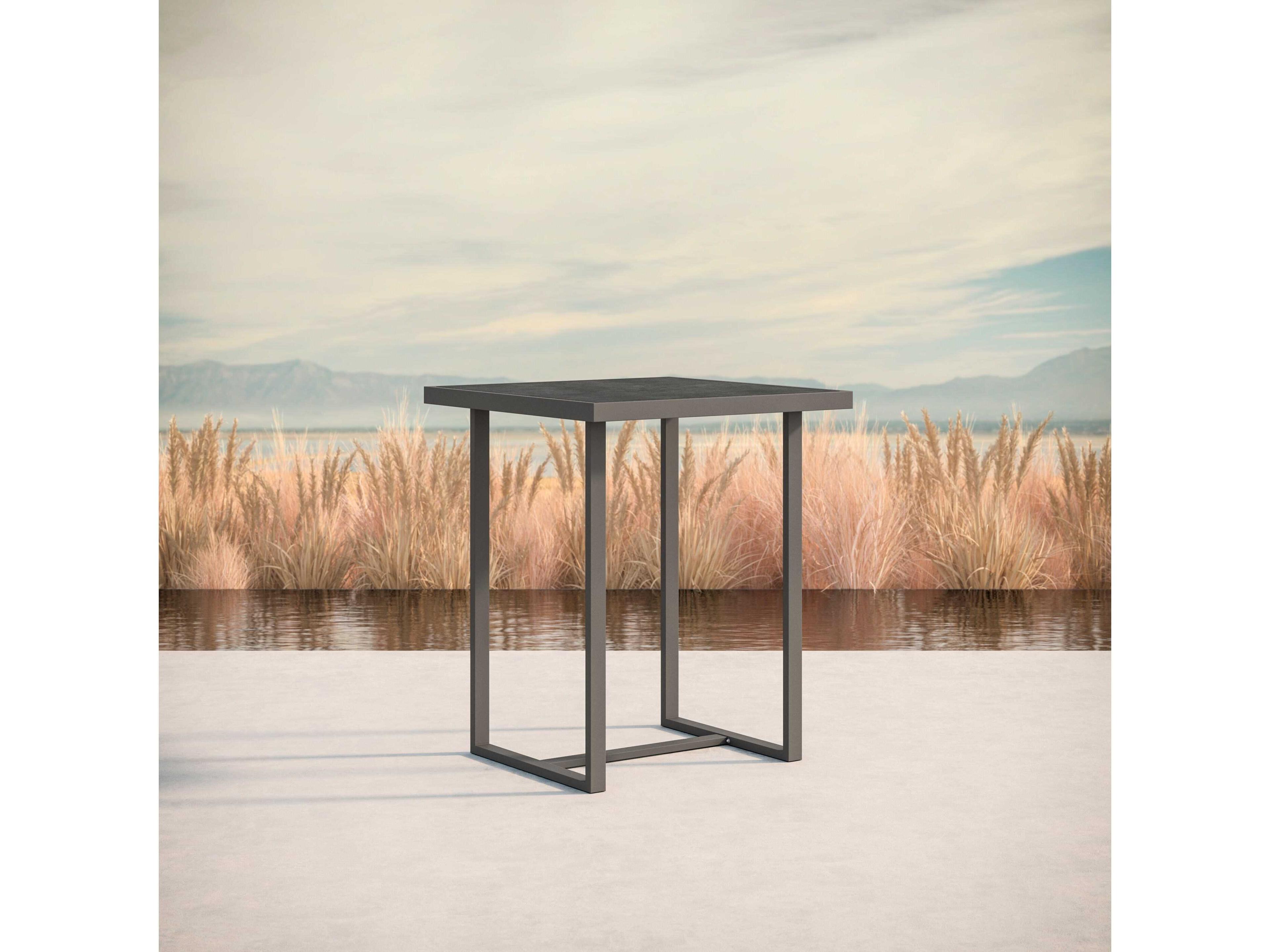 Azzurro Living Pavia Matte Charcoal Aluminum Square Bar Table