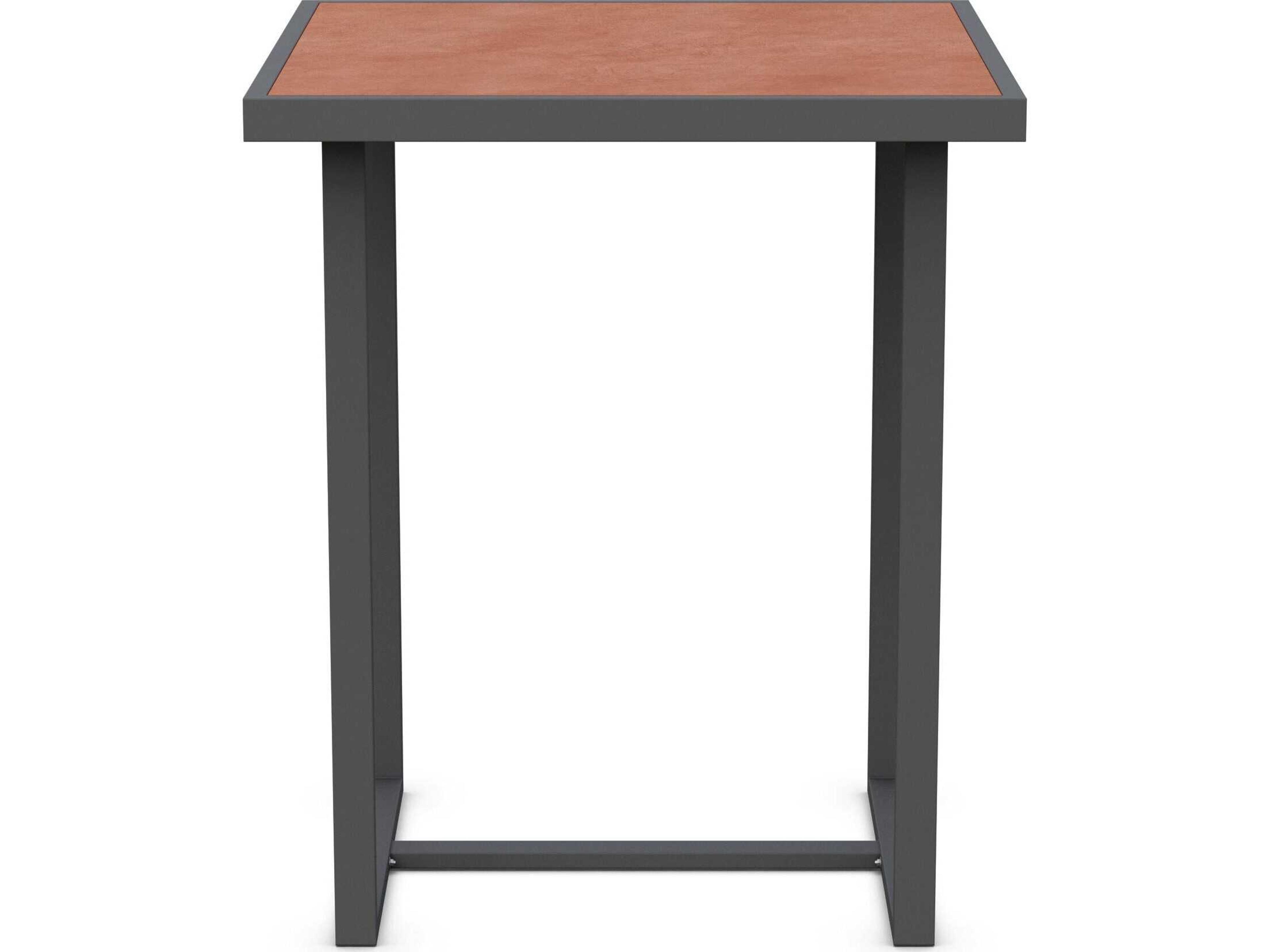 Azzurro Living Pavia Matte Charcoal Aluminum Square Bar Table