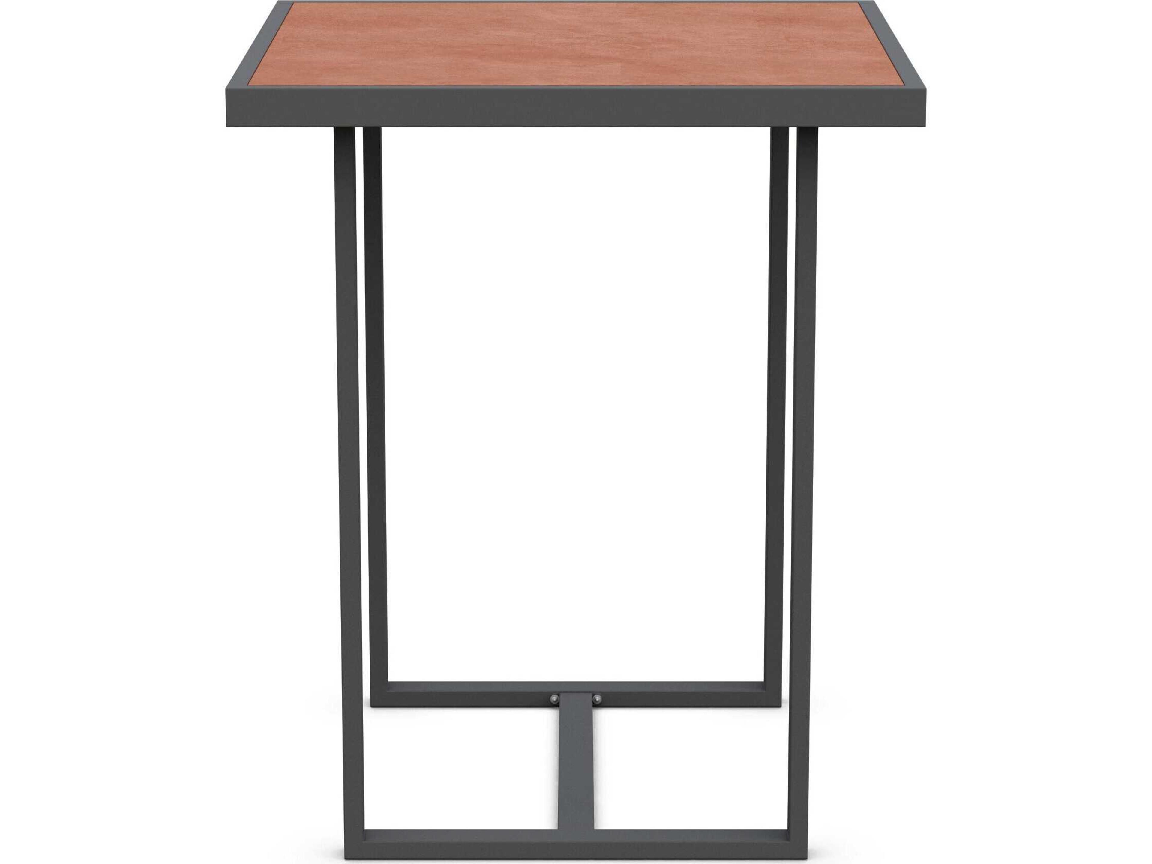Azzurro Living Pavia Matte Charcoal Aluminum Square Bar Table