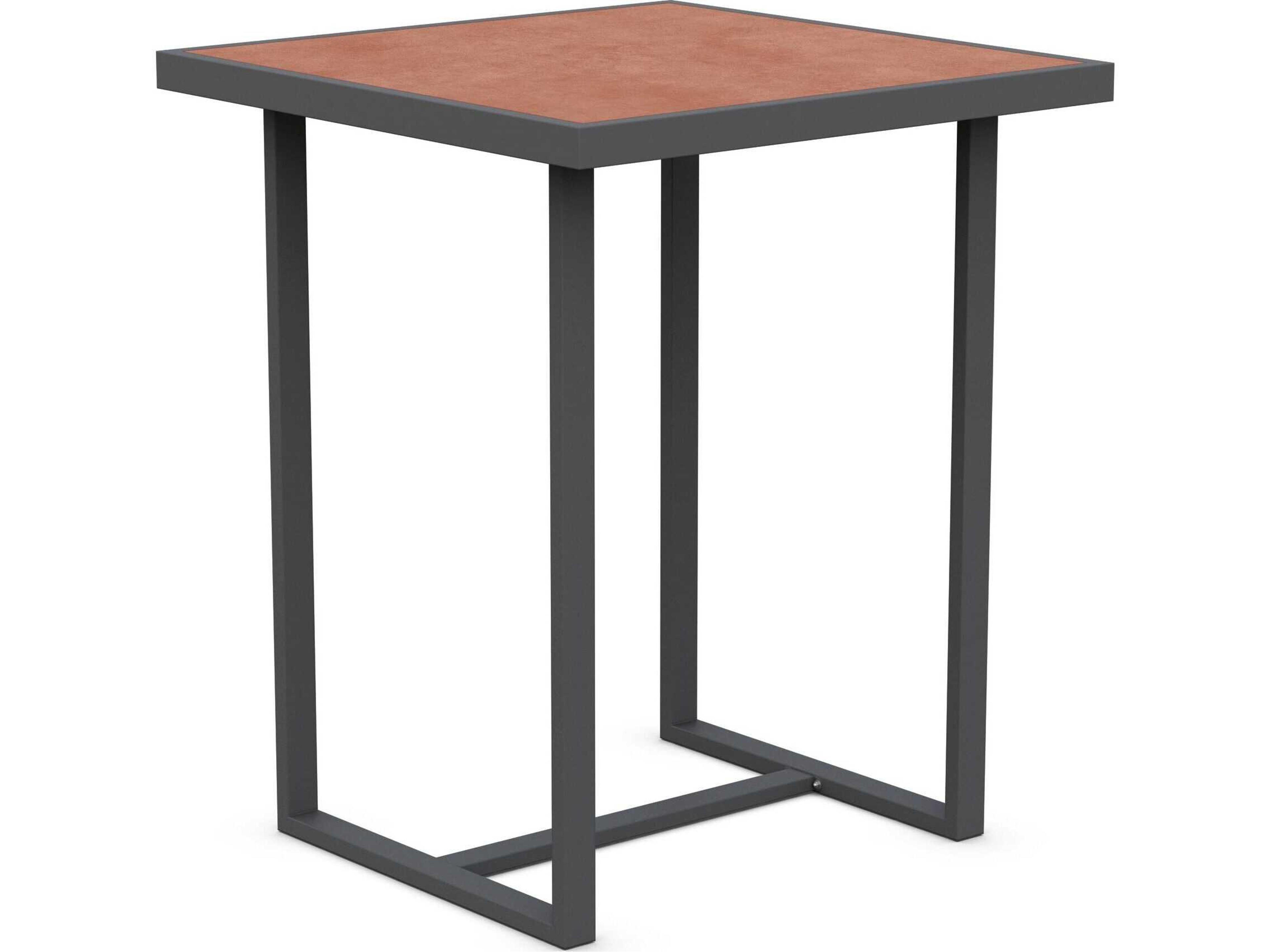 Azzurro Living Pavia Matte Charcoal Aluminum Square Bar Table