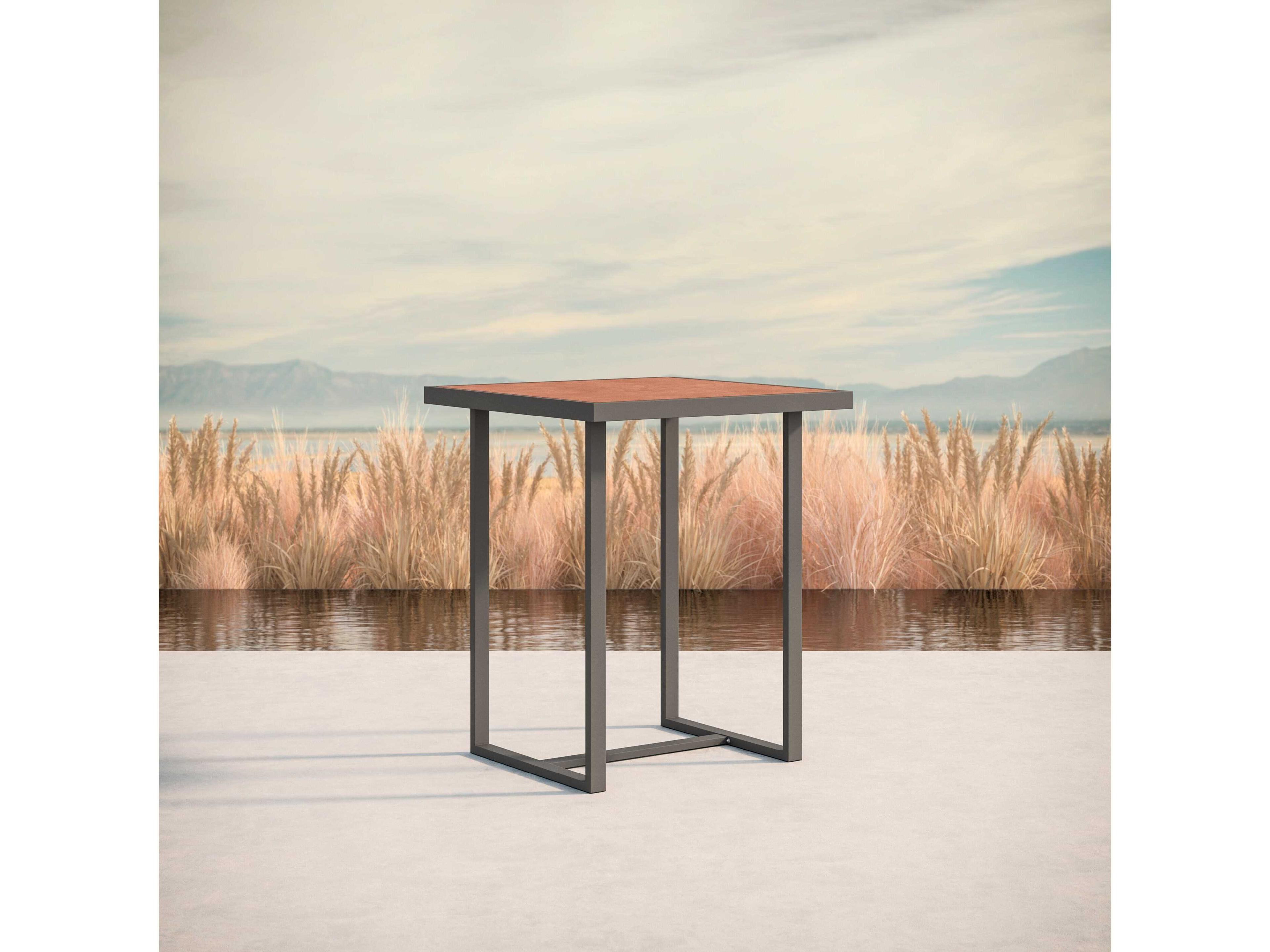 Azzurro Living Pavia Matte Charcoal Aluminum Square Bar Table