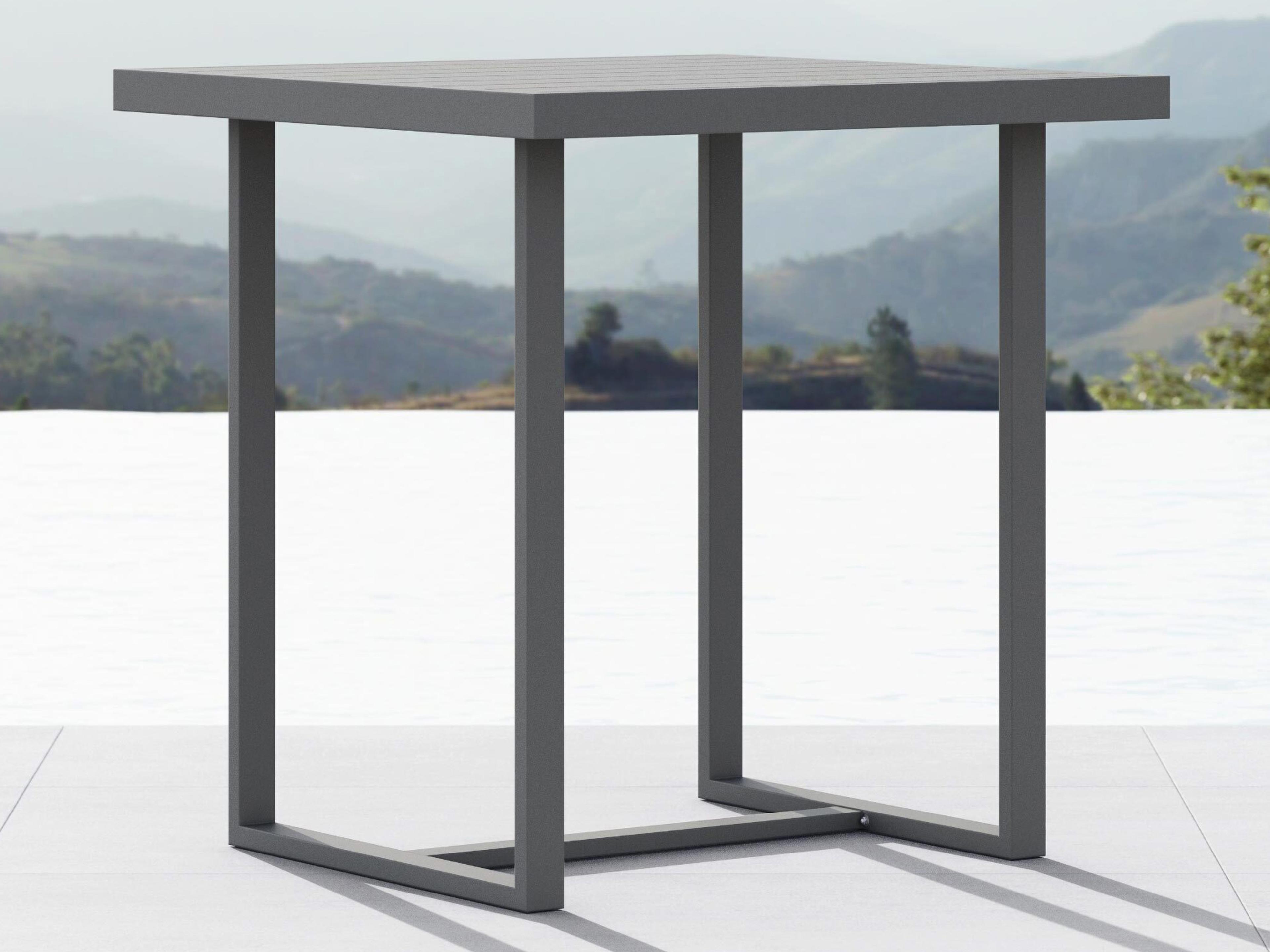 Azzurro Living Pavia Matte Charcoal Aluminum Square Outdoor Patio Counter Table