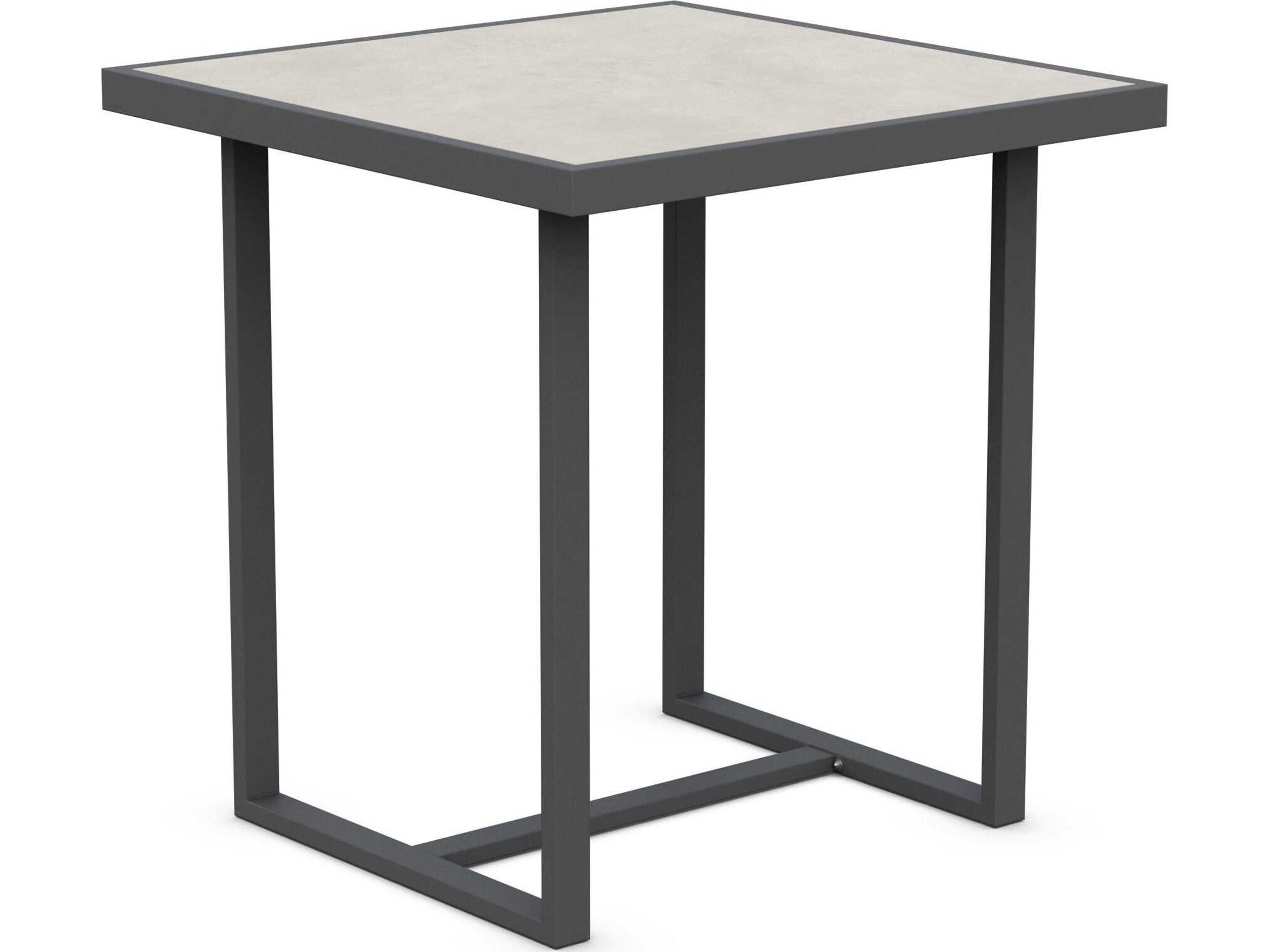 Azzurro Living Pavia Matte Charcoal Aluminum Square Counter Table