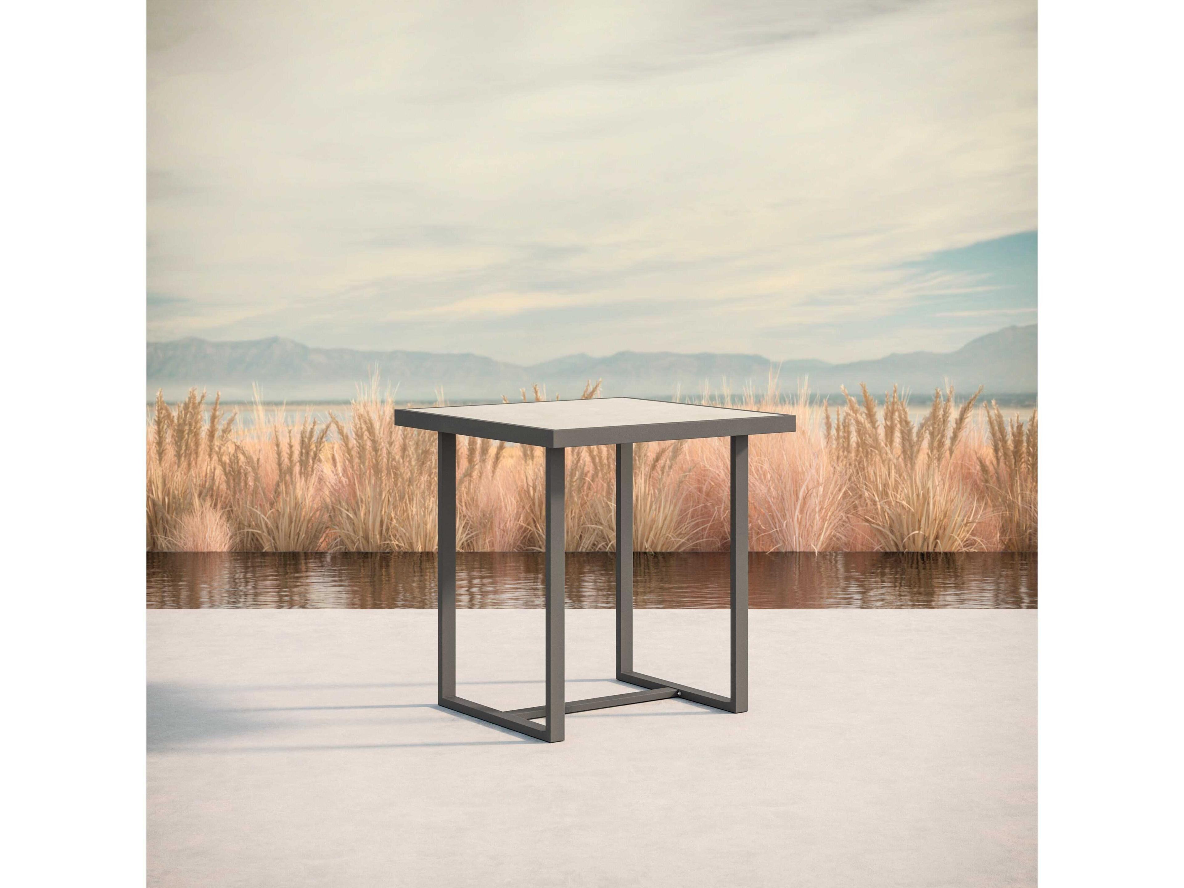 Azzurro Living Pavia Matte Charcoal Aluminum Square Counter Table