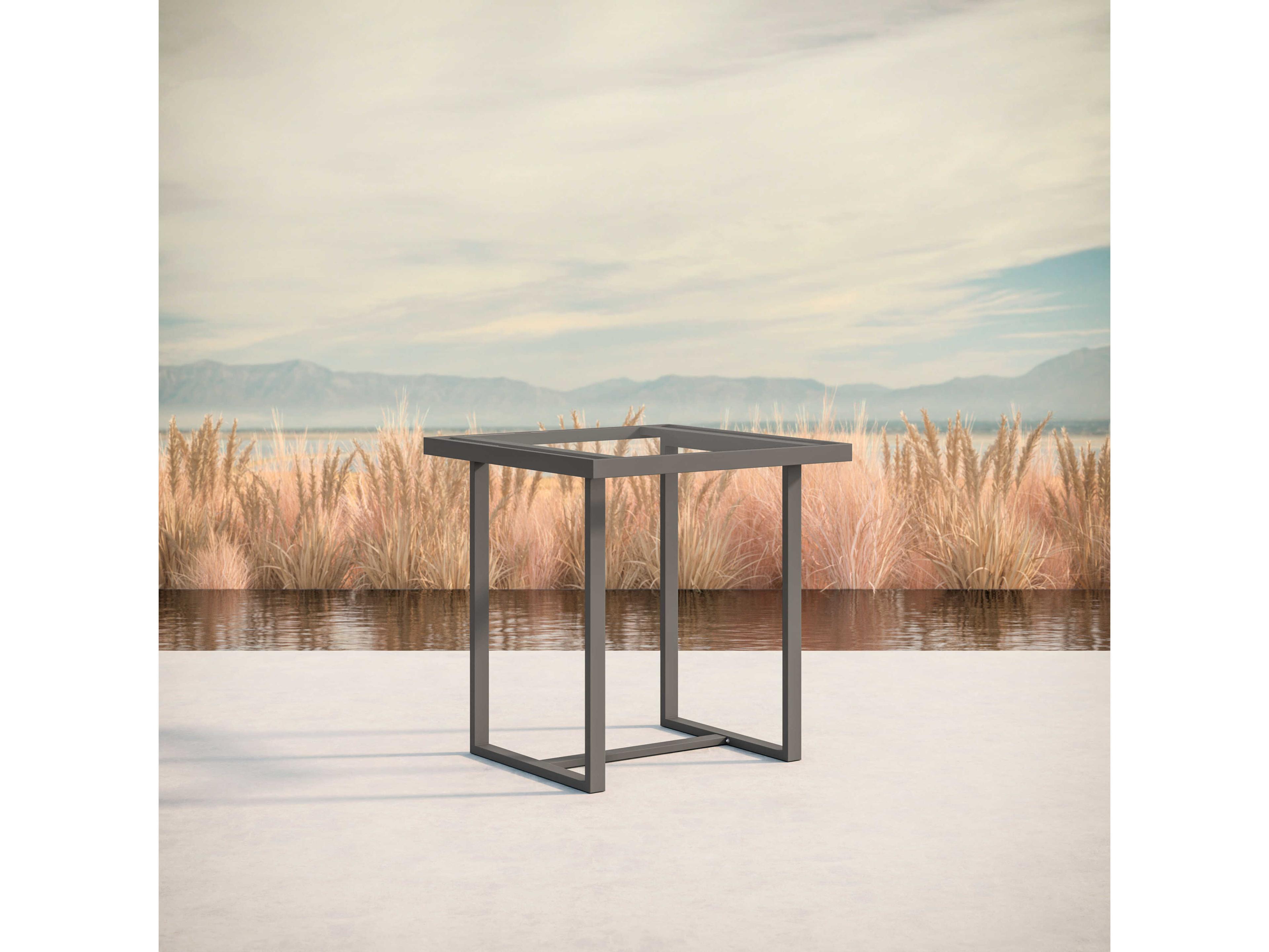 Azzurro Living Pavia Matte Charcoal Aluminum Square Counter Table