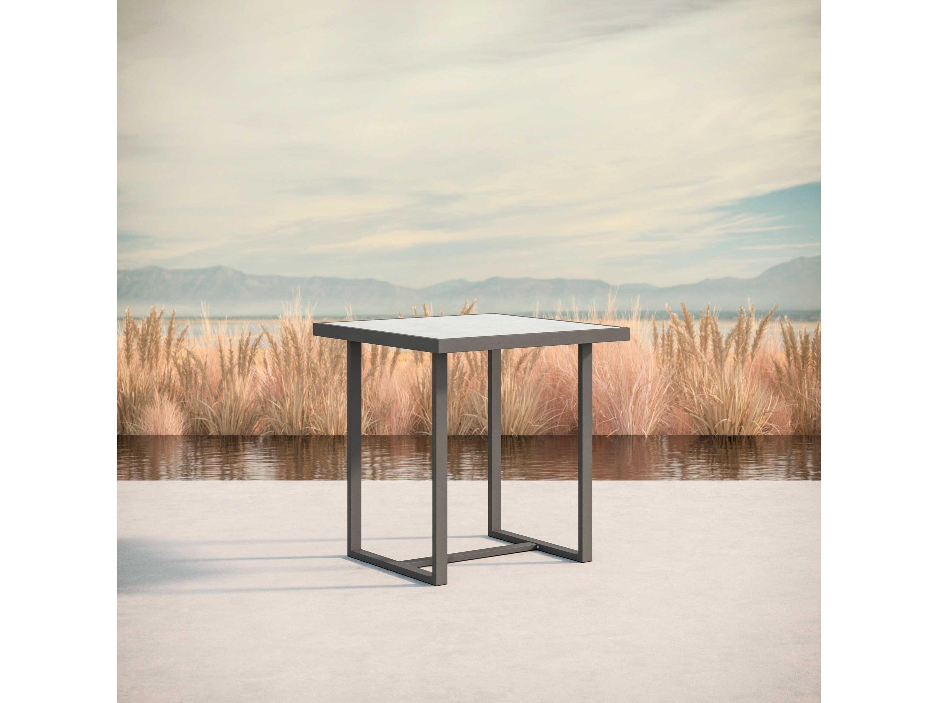 Azzurro Living Pavia Matte Charcoal Aluminum Square Counter Table