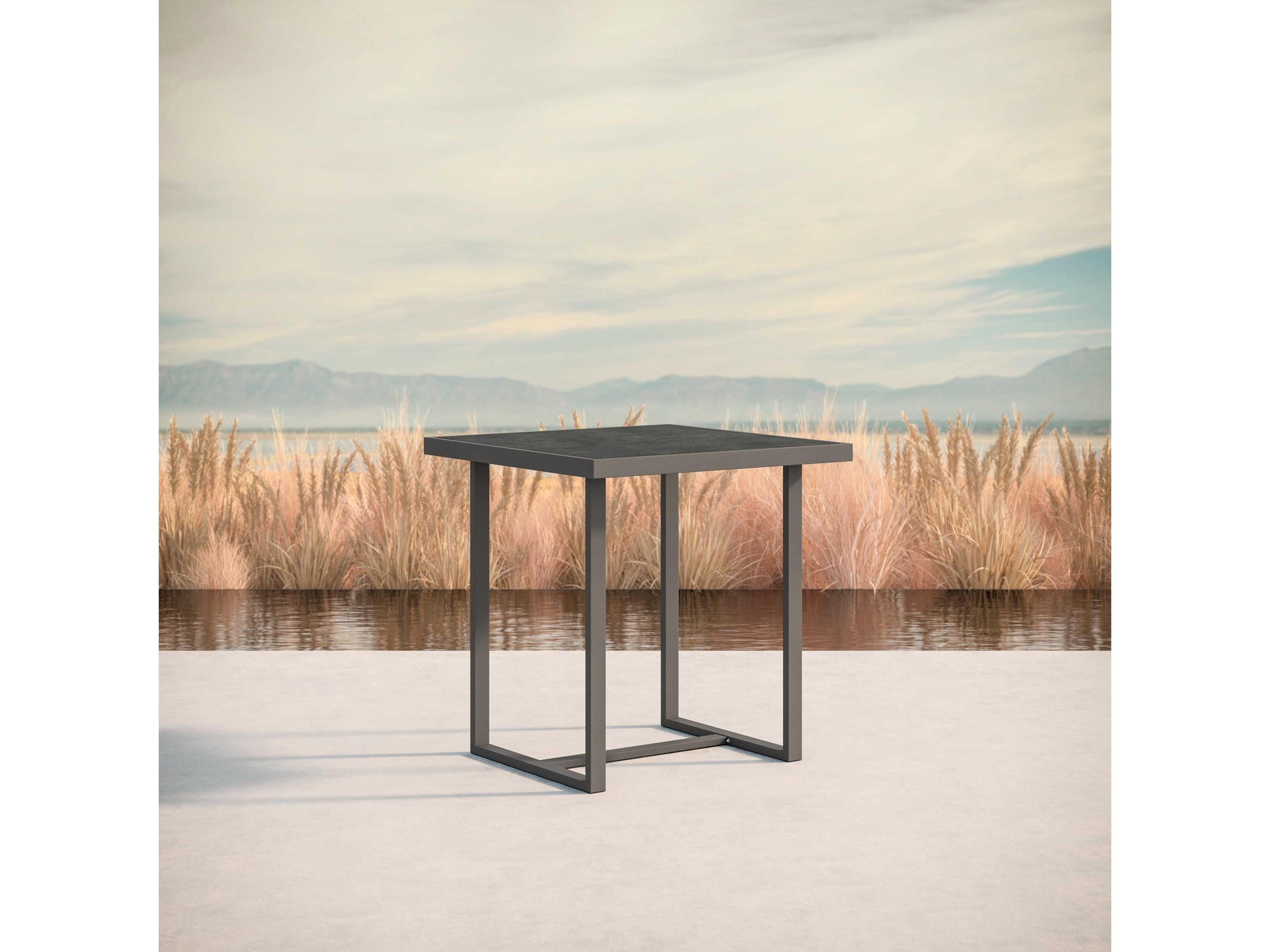 Azzurro Living Pavia Matte Charcoal Aluminum Square Counter Table