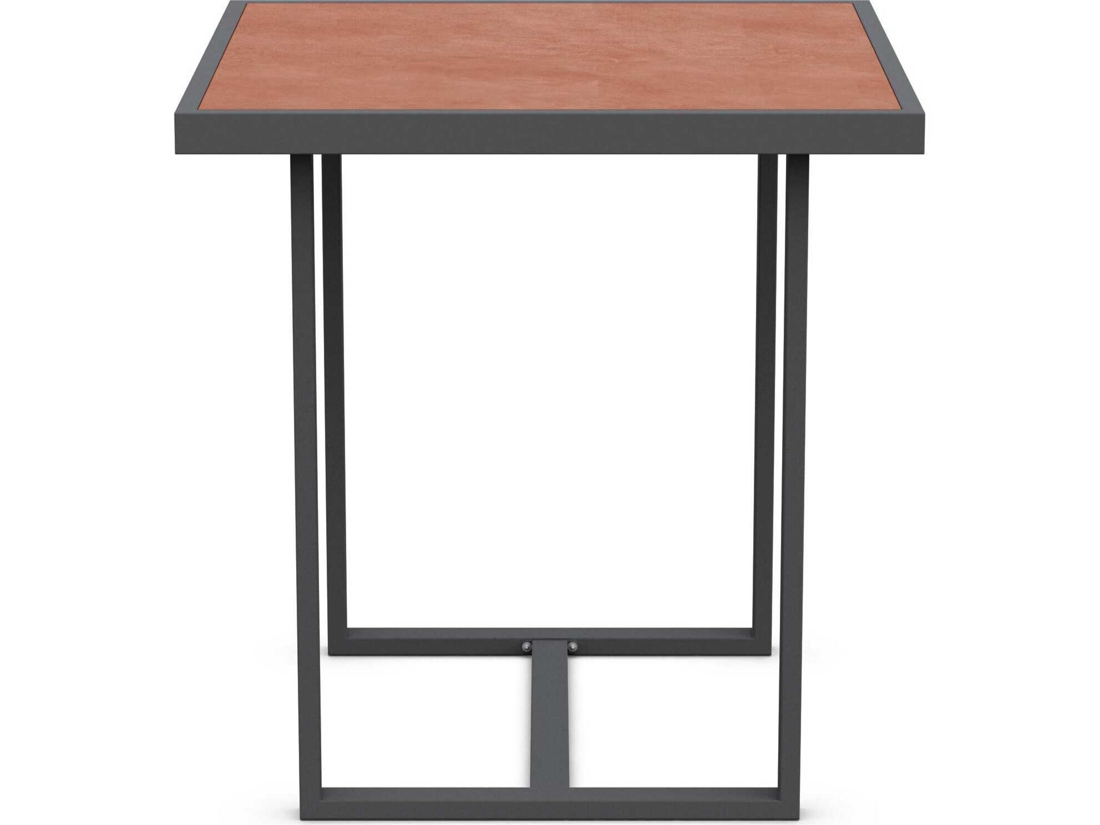 Azzurro Living Pavia Matte Charcoal Aluminum Square Counter Table