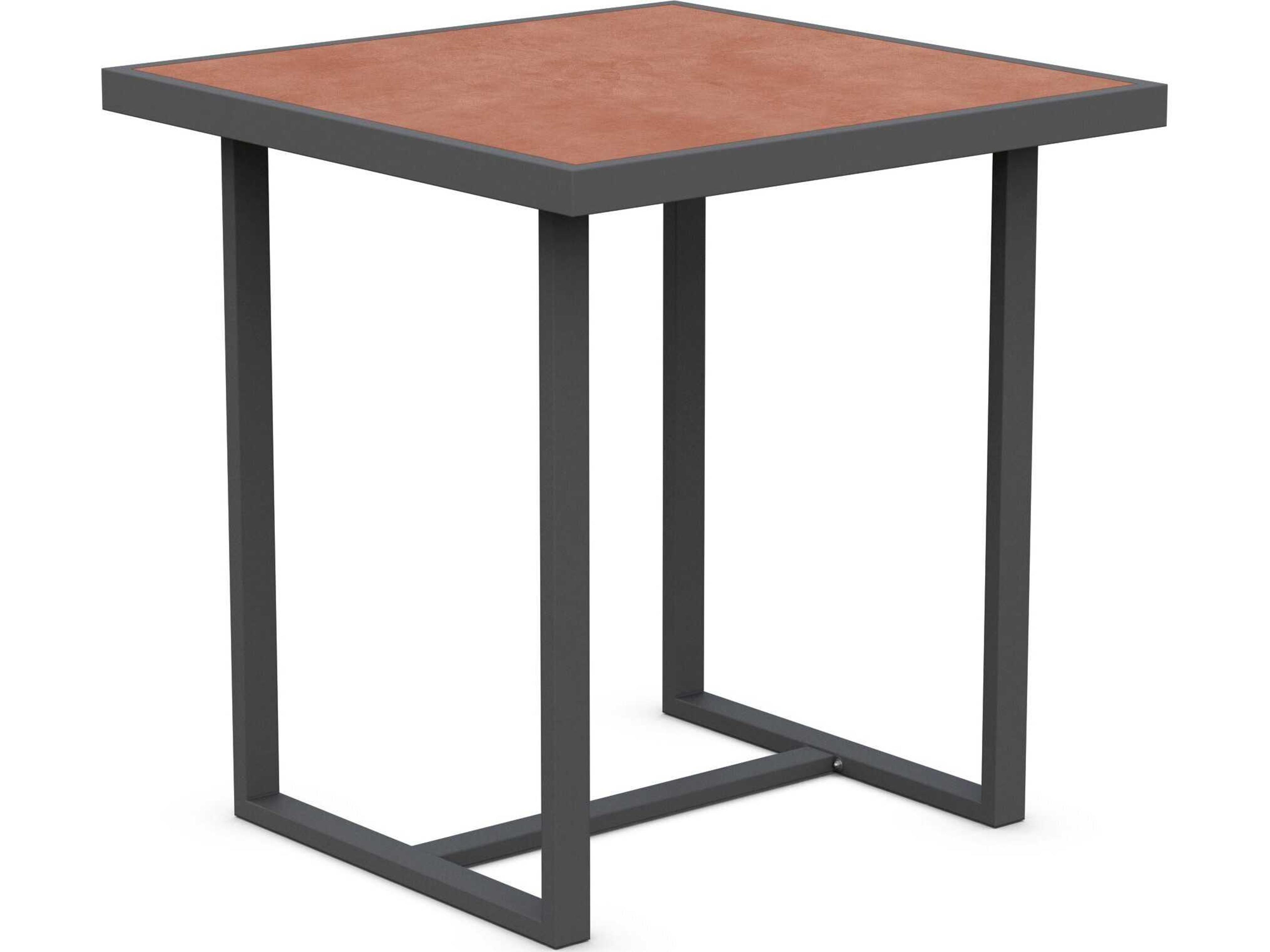 Azzurro Living Pavia Matte Charcoal Aluminum Square Counter Table
