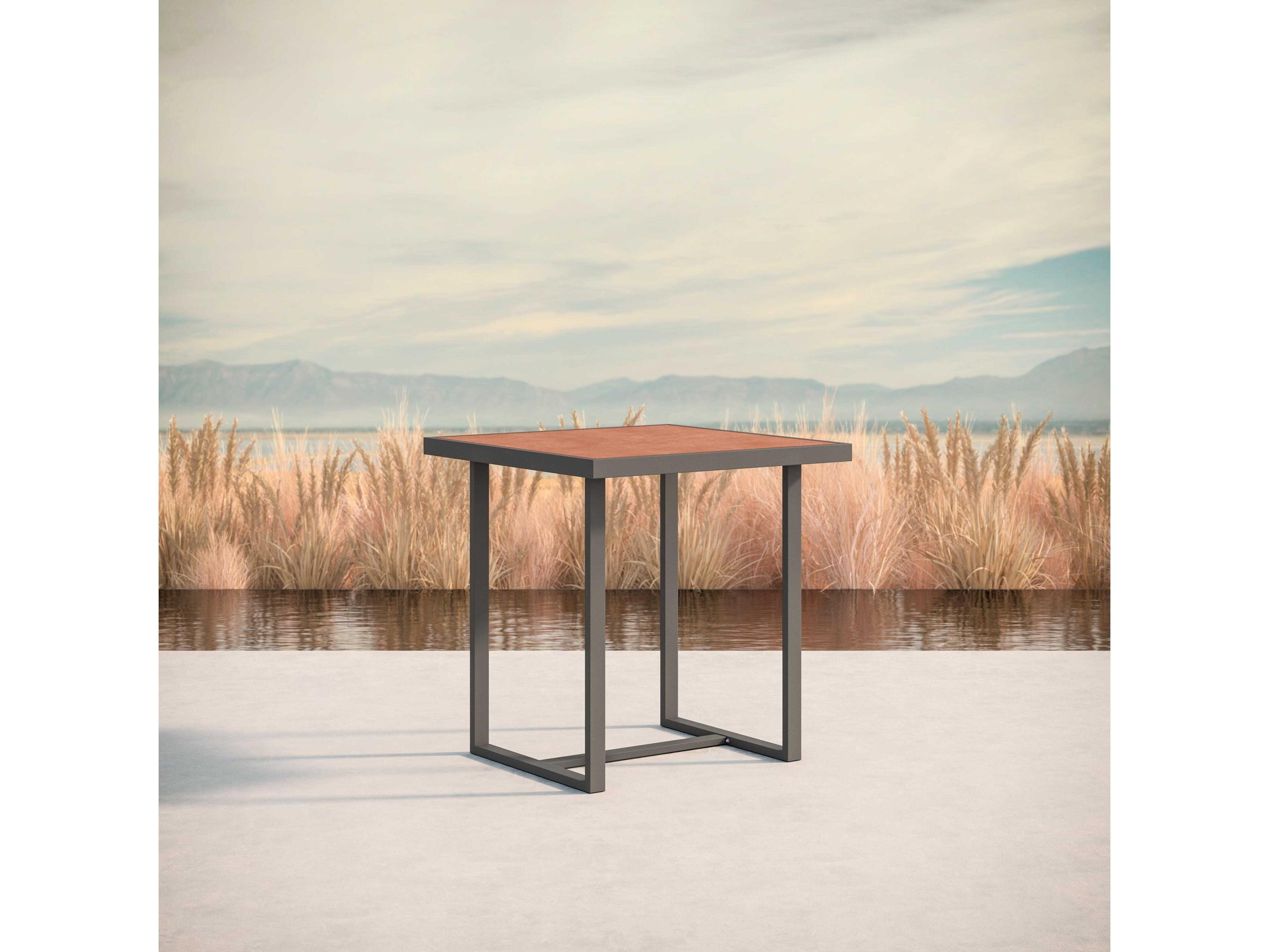 Azzurro Living Pavia Matte Charcoal Aluminum Square Counter Table