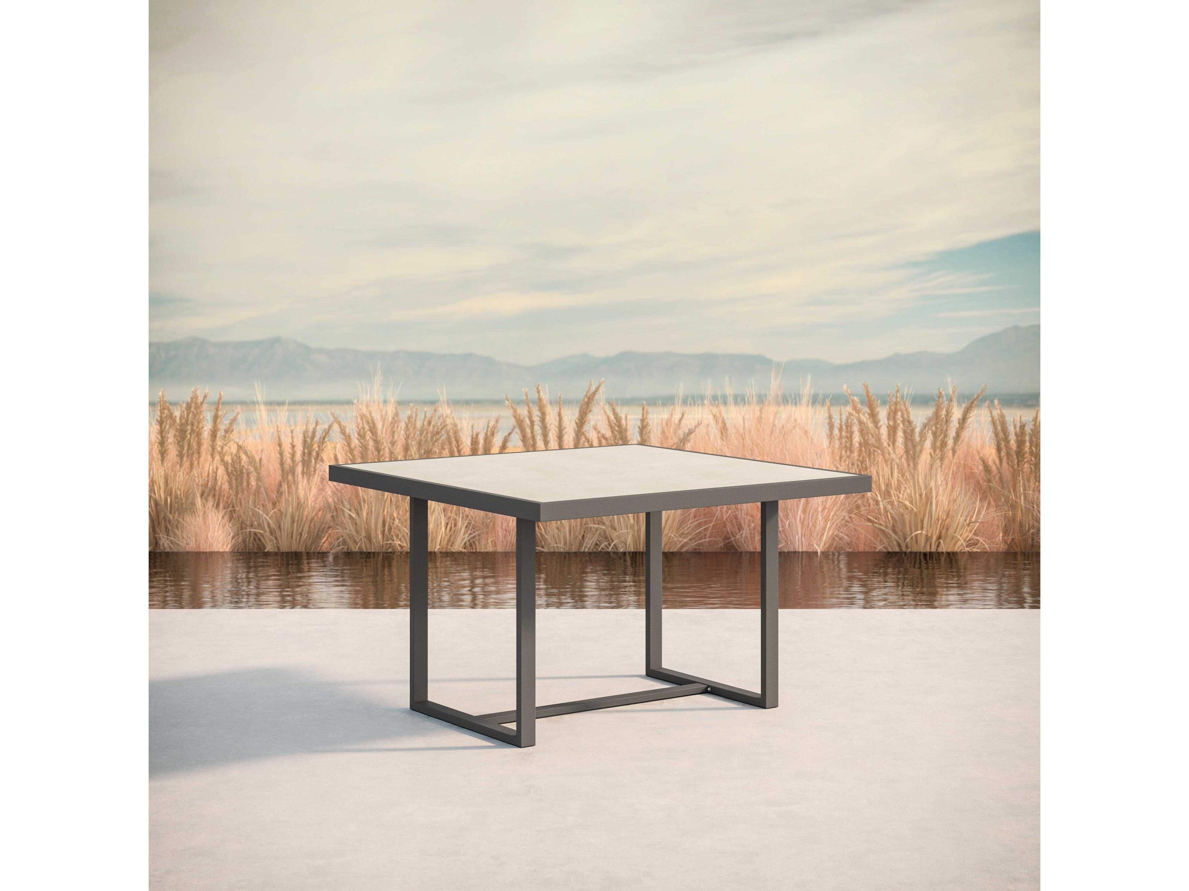 Azzurro Living Pavia Matte Charcoal Aluminum Square Dining Table