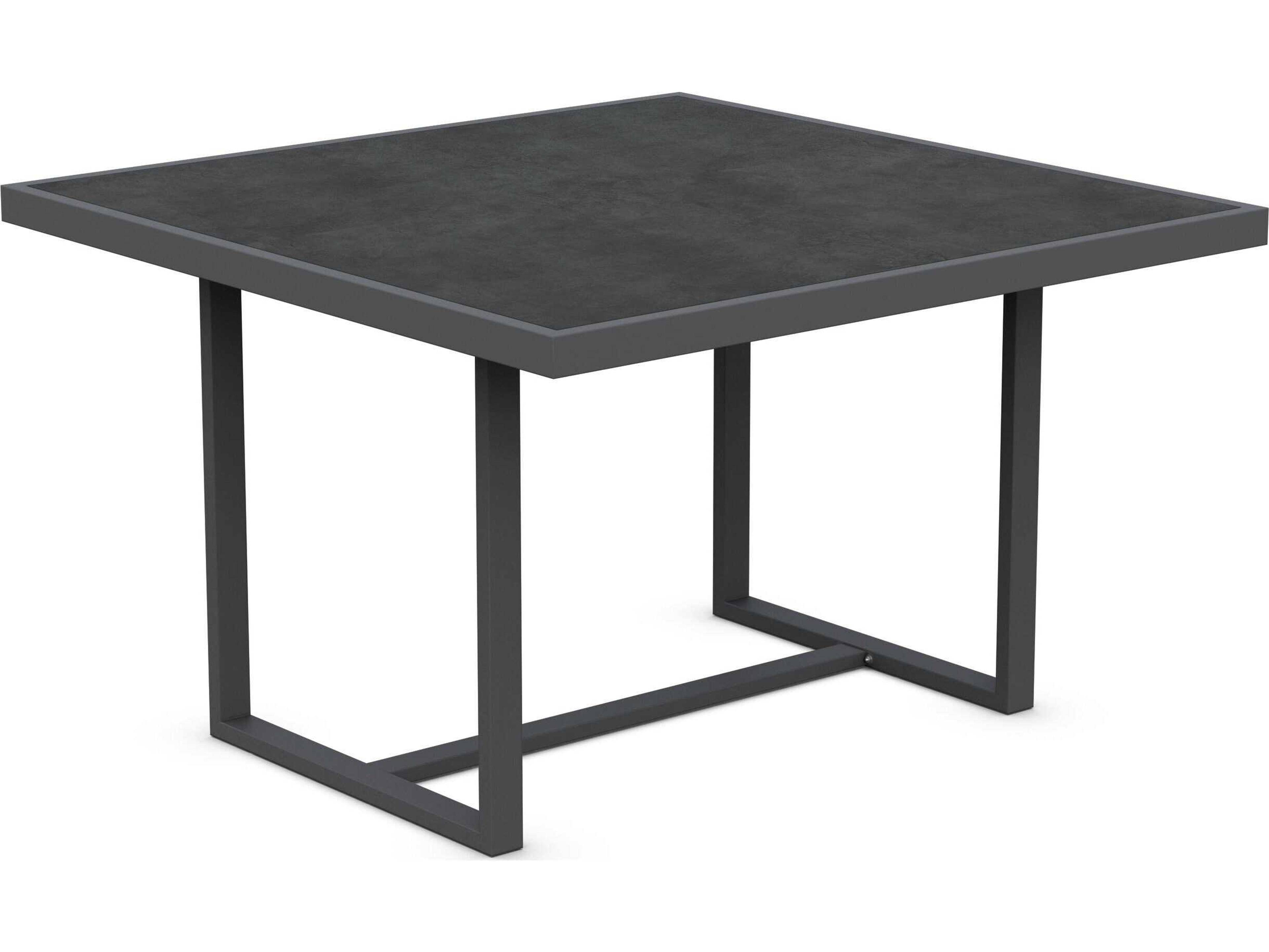 Azzurro Living Pavia Matte Charcoal Aluminum Square Dining Table