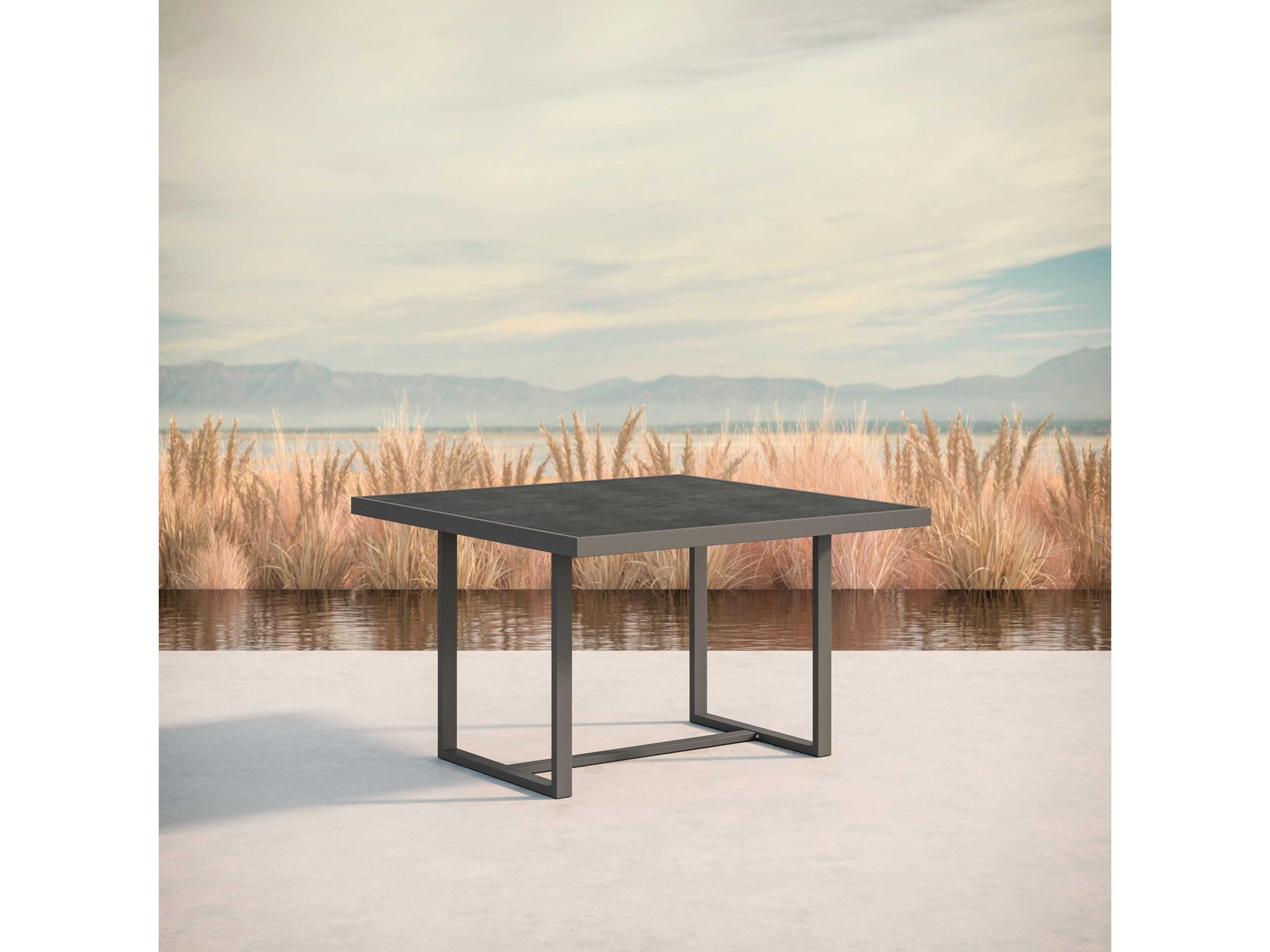 Azzurro Living Pavia Matte Charcoal Aluminum Square Dining Table