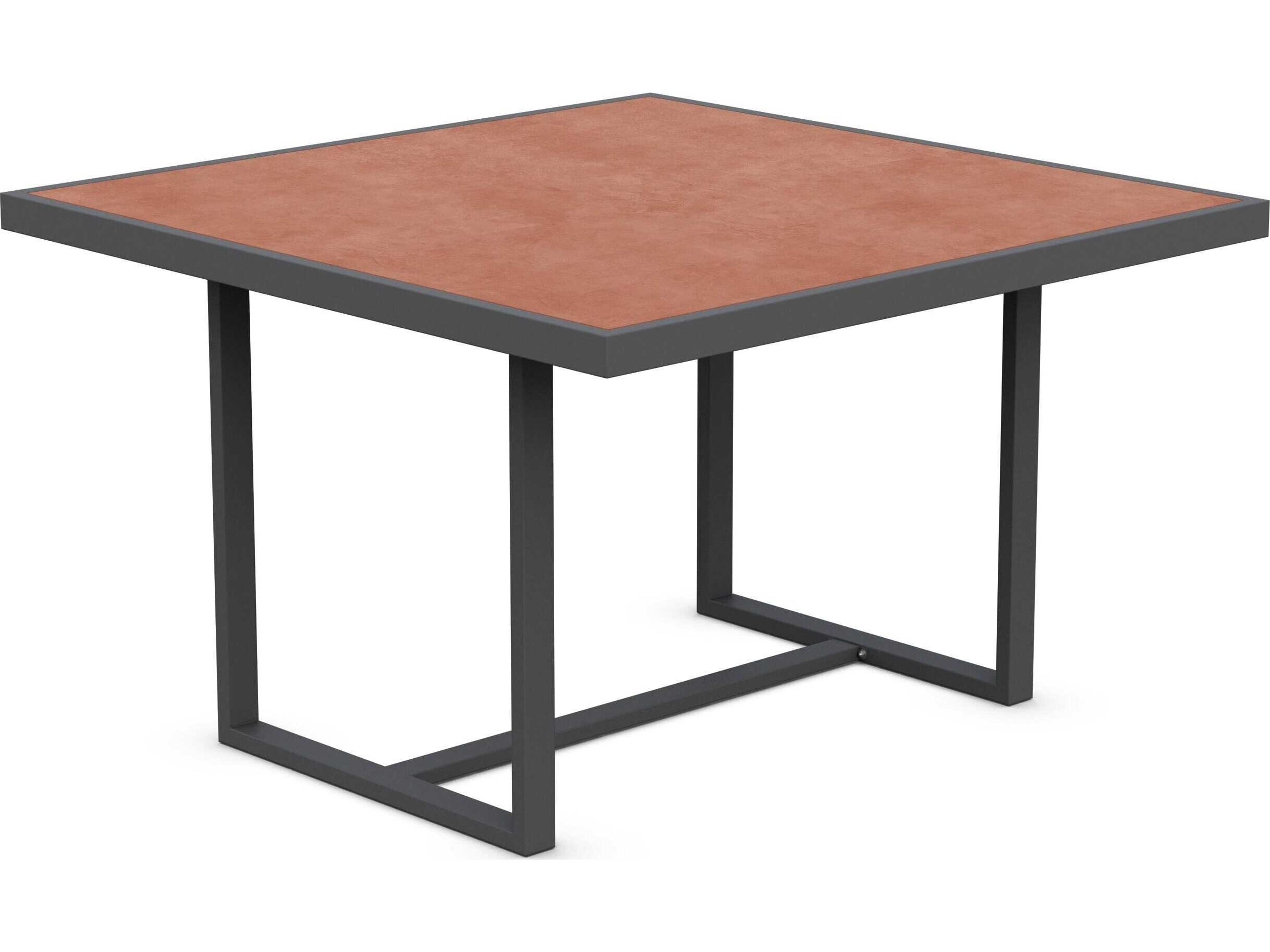 Azzurro Living Pavia Matte Charcoal Aluminum Square Dining Table