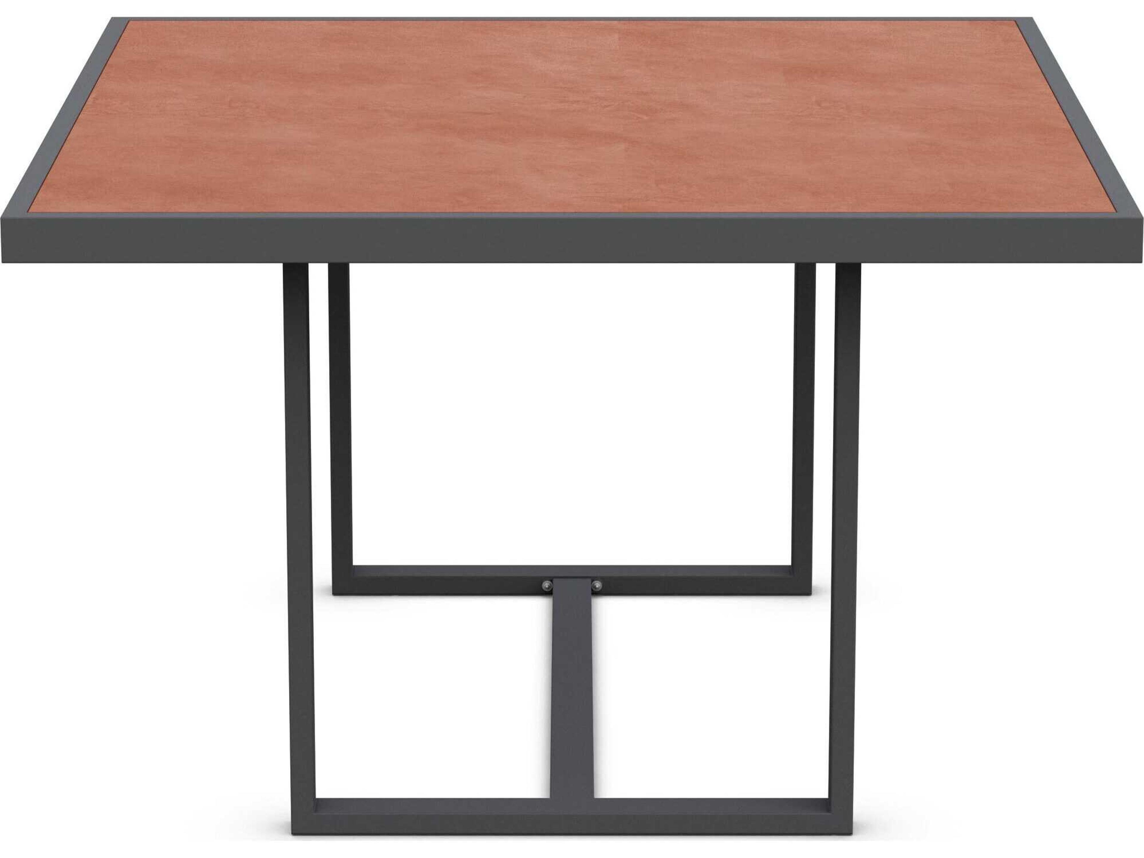 Azzurro Living Pavia Matte Charcoal Aluminum Square Dining Table