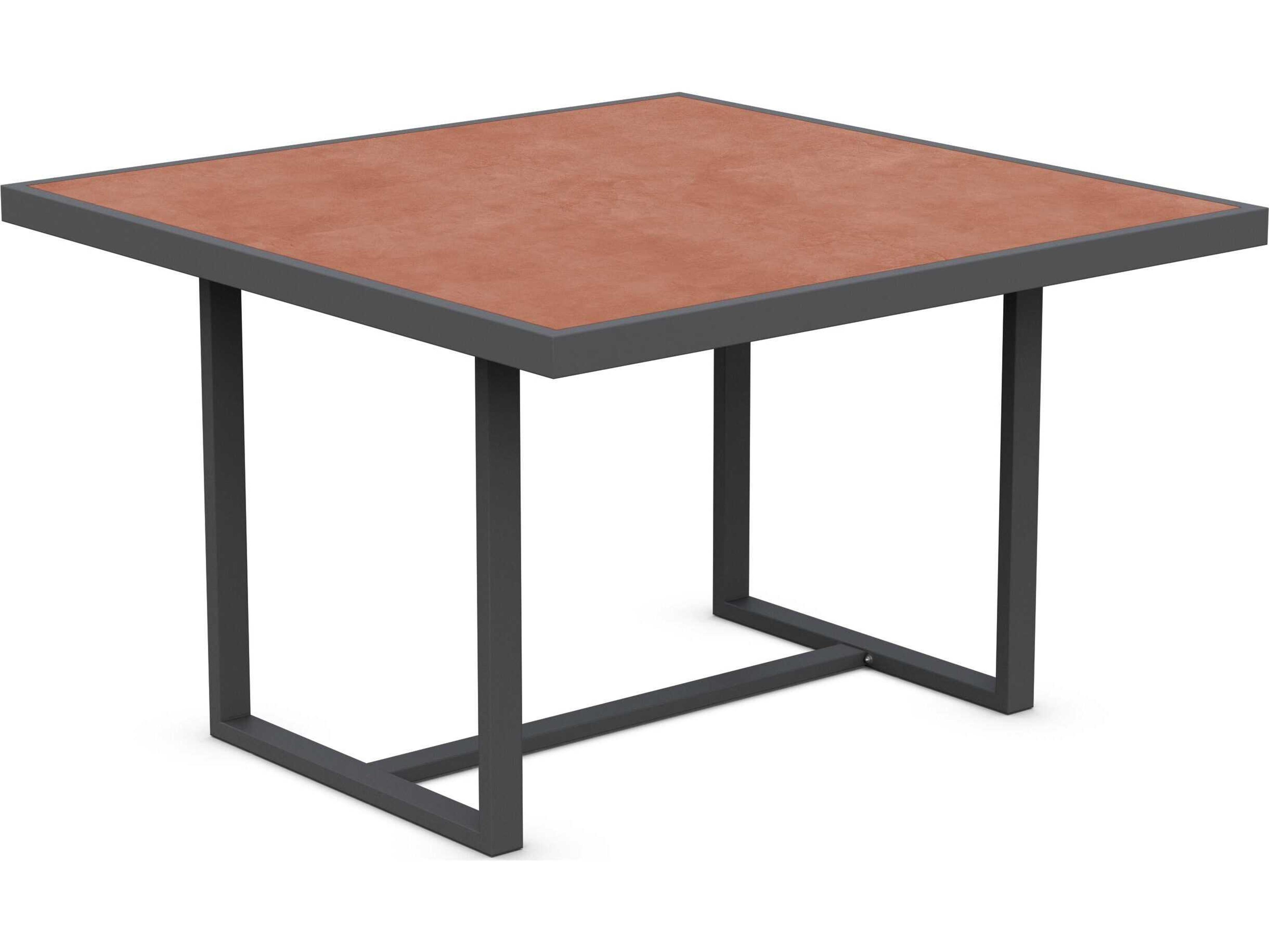 Azzurro Living Pavia Matte Charcoal Aluminum Square Dining Table