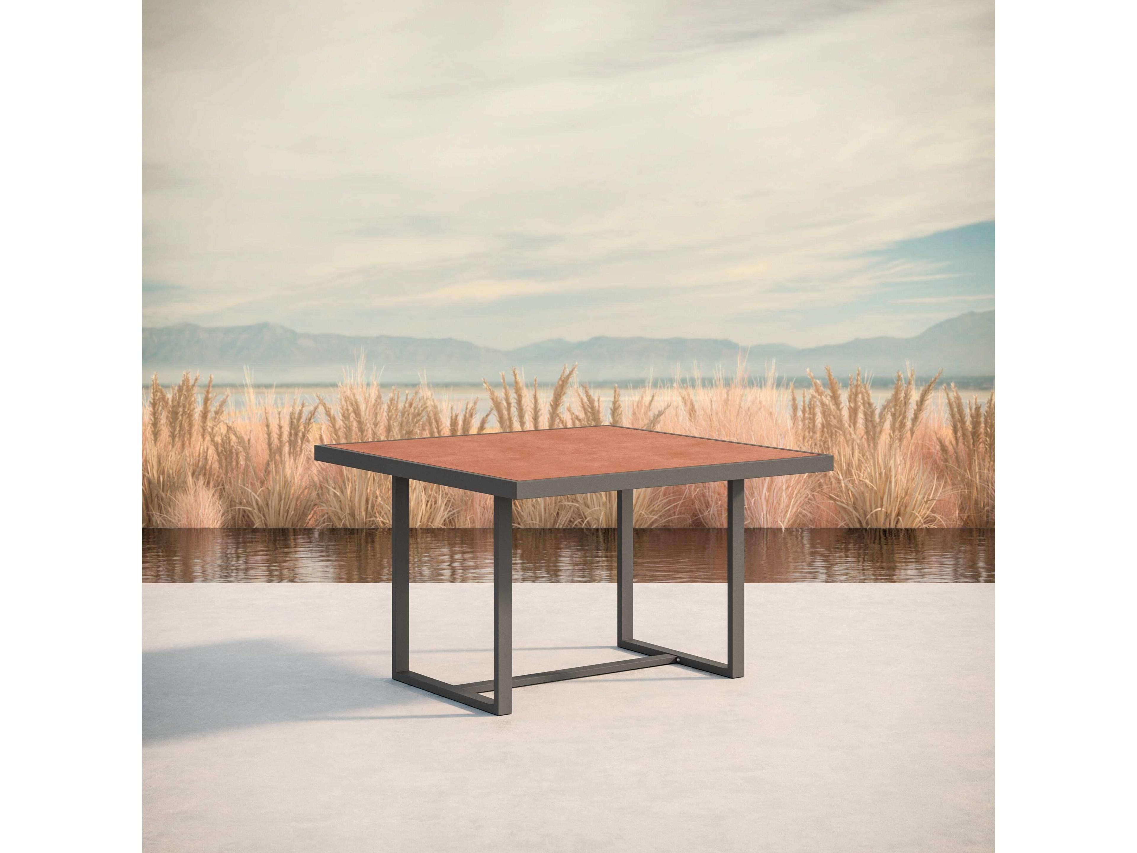 Azzurro Living Pavia Matte Charcoal Aluminum Square Dining Table