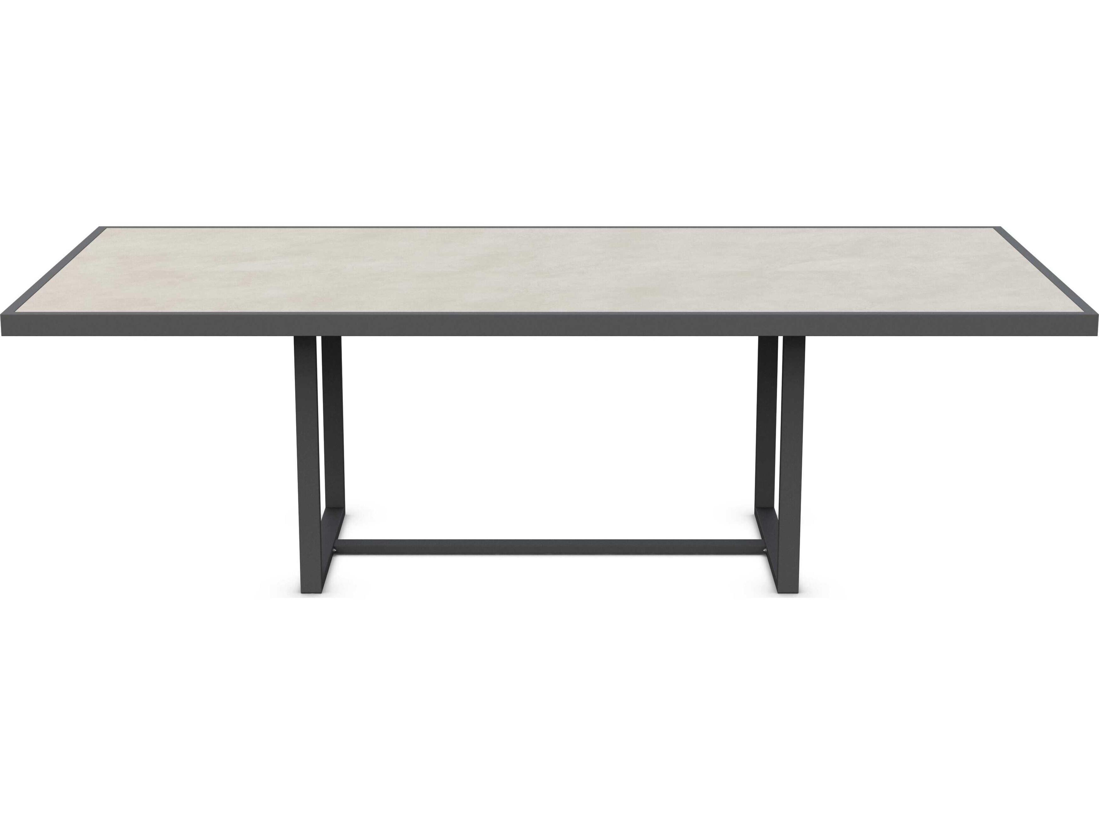 Azzurro Living Pavia Matte Charcoal Aluminum Rectangular Dining Table