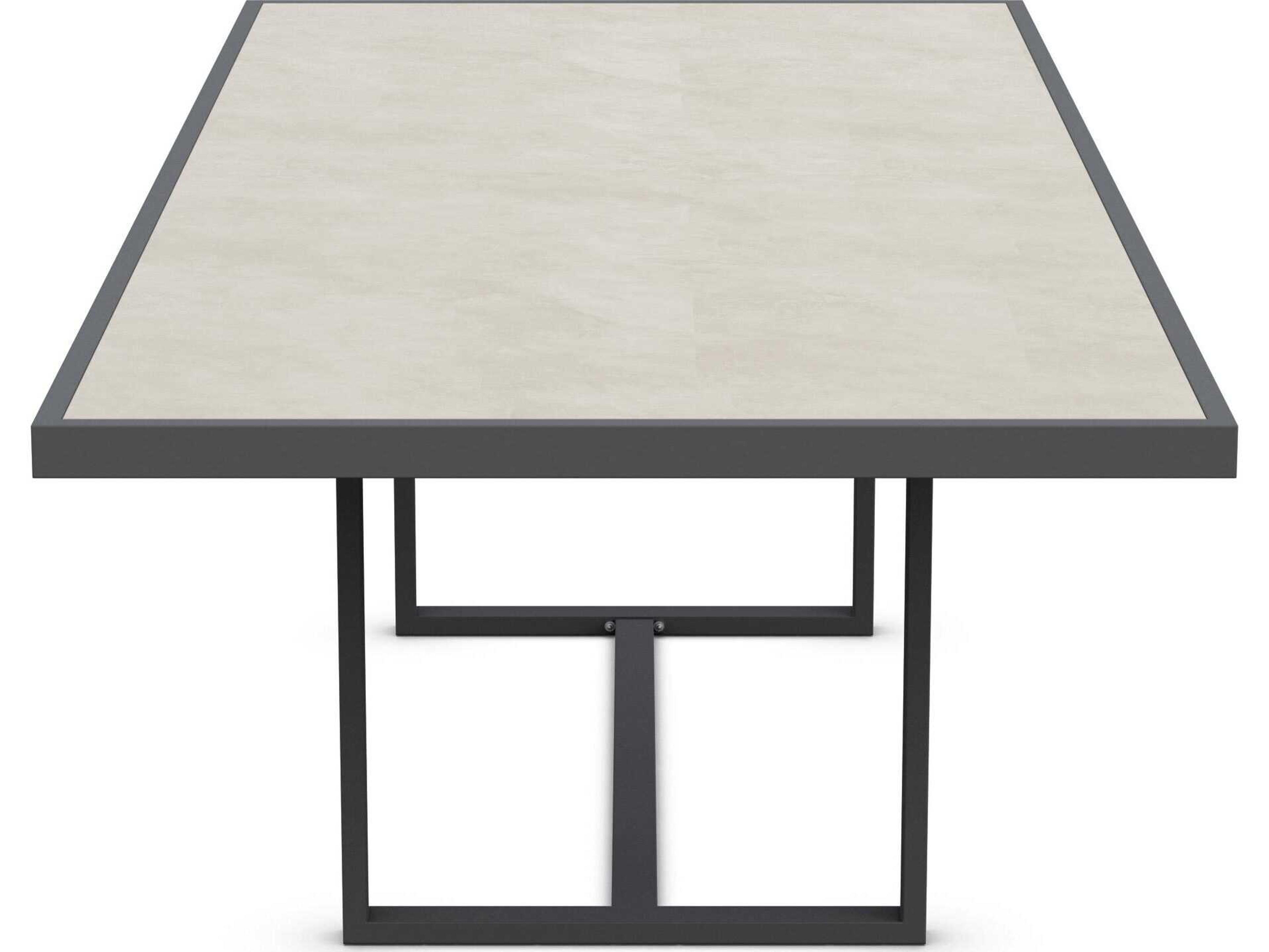 Azzurro Living Pavia Matte Charcoal Aluminum Rectangular Dining Table