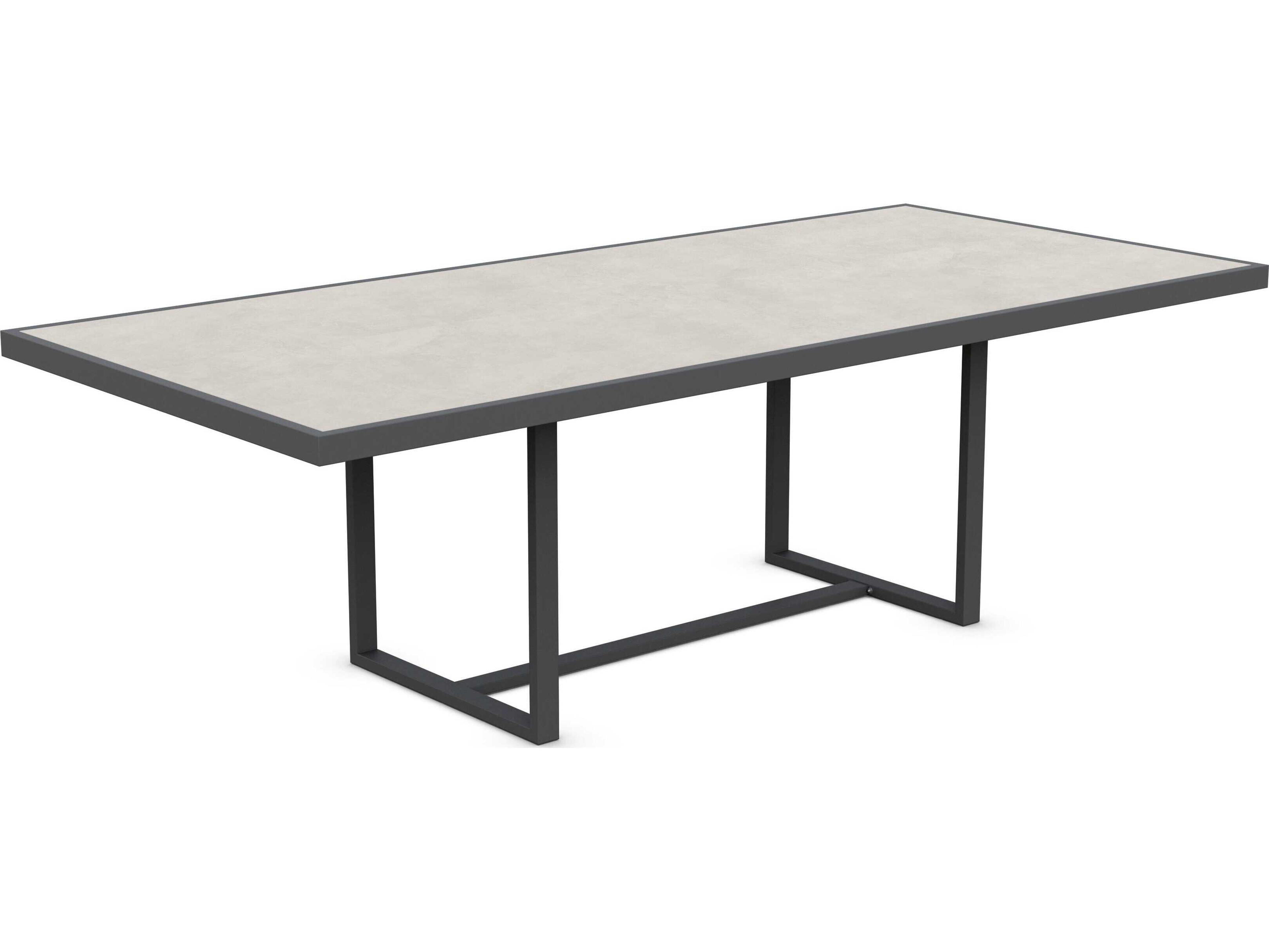 Azzurro Living Pavia Matte Charcoal Aluminum Rectangular Dining Table